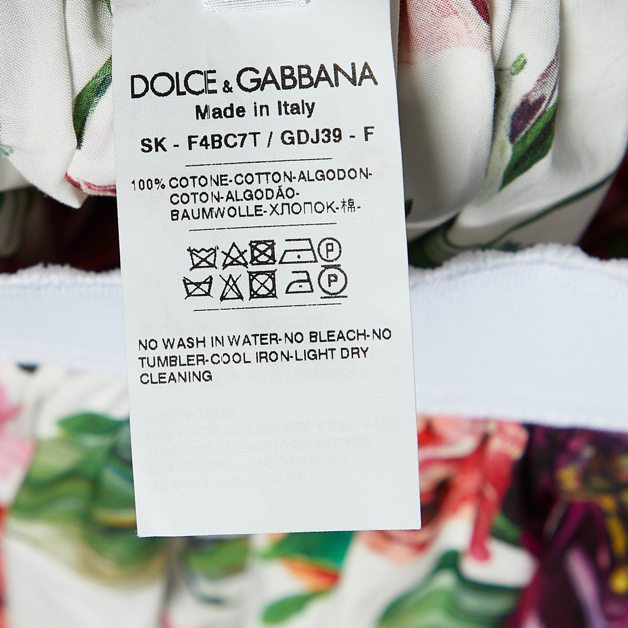 Dolce & Gabbana White Rose Printed Cotton Mini Skirt M