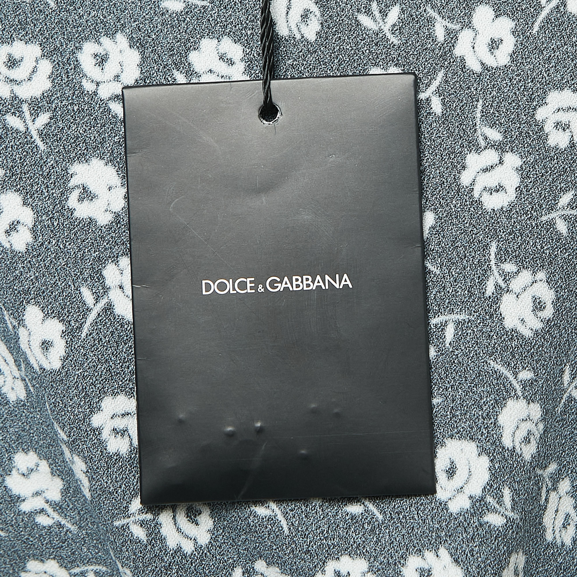 Dolce & Gabbana Black Floral Print Crepe Boxy Fit Blouse S