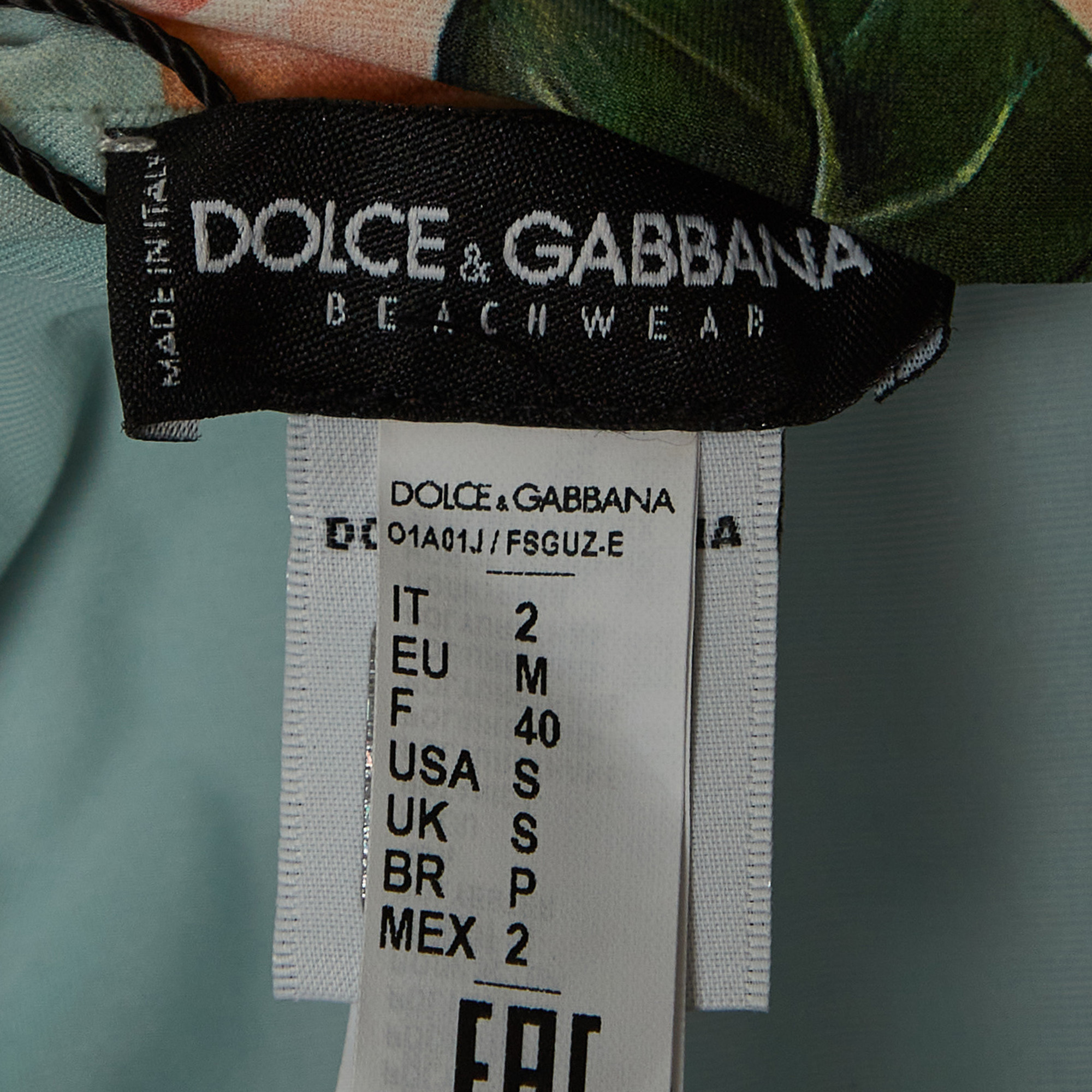 Dolce & Gabbana Light Blue/Pink Floral Print Stretch Jersey Camellia Bikini M
