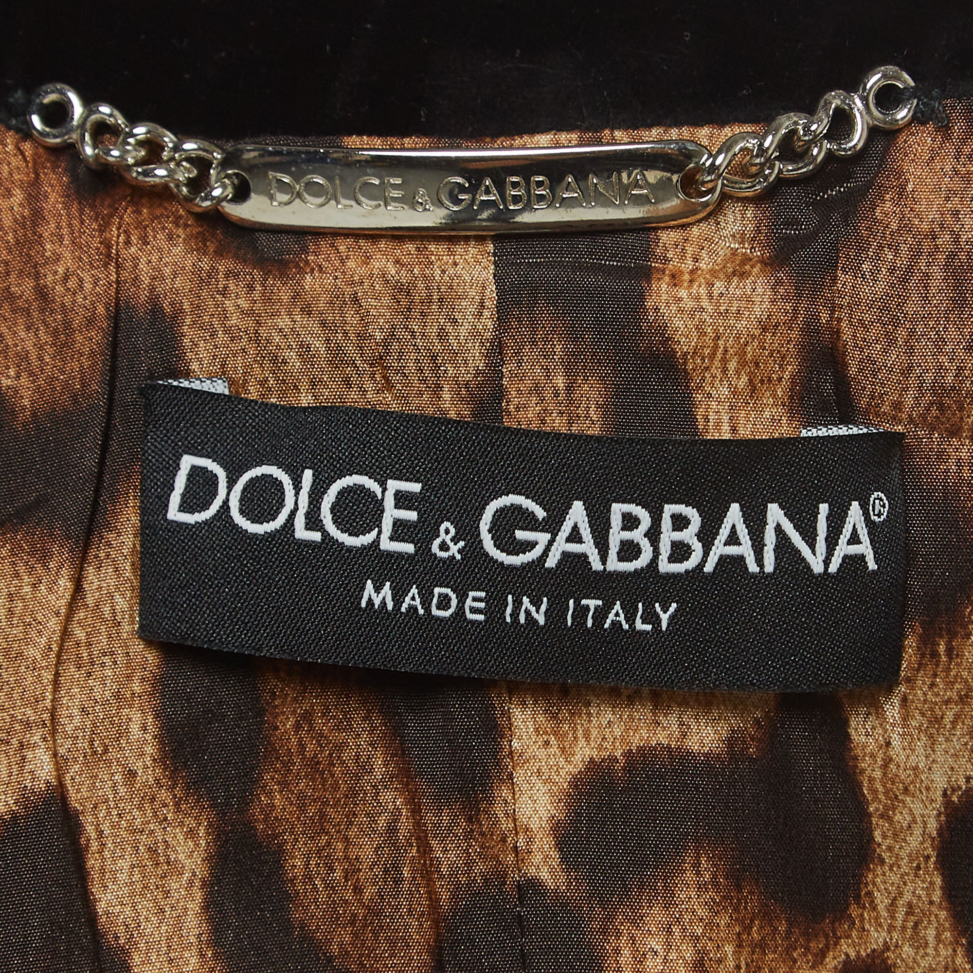 Dolce & Gabbana Black Velvet Single Breasted Blazer M