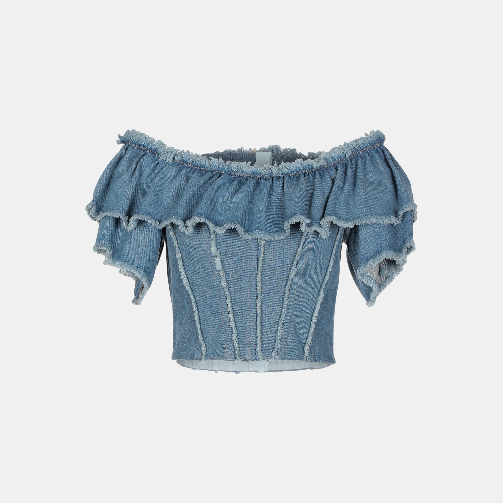 Dolce & gabbana blue denim corset top xs (it 36)