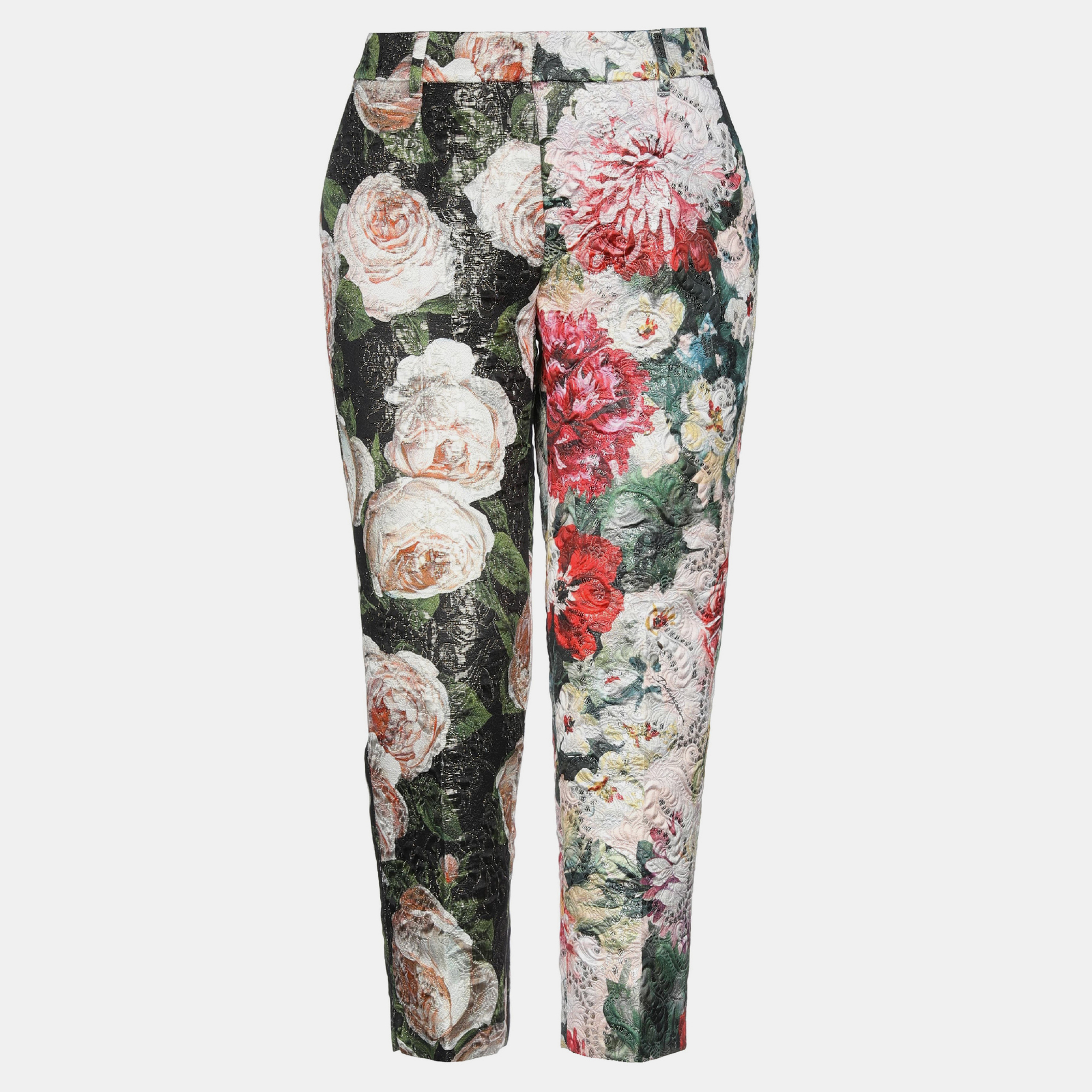 Dolce & gabbana multicolor floral jacquard cropped pants s (it 38)