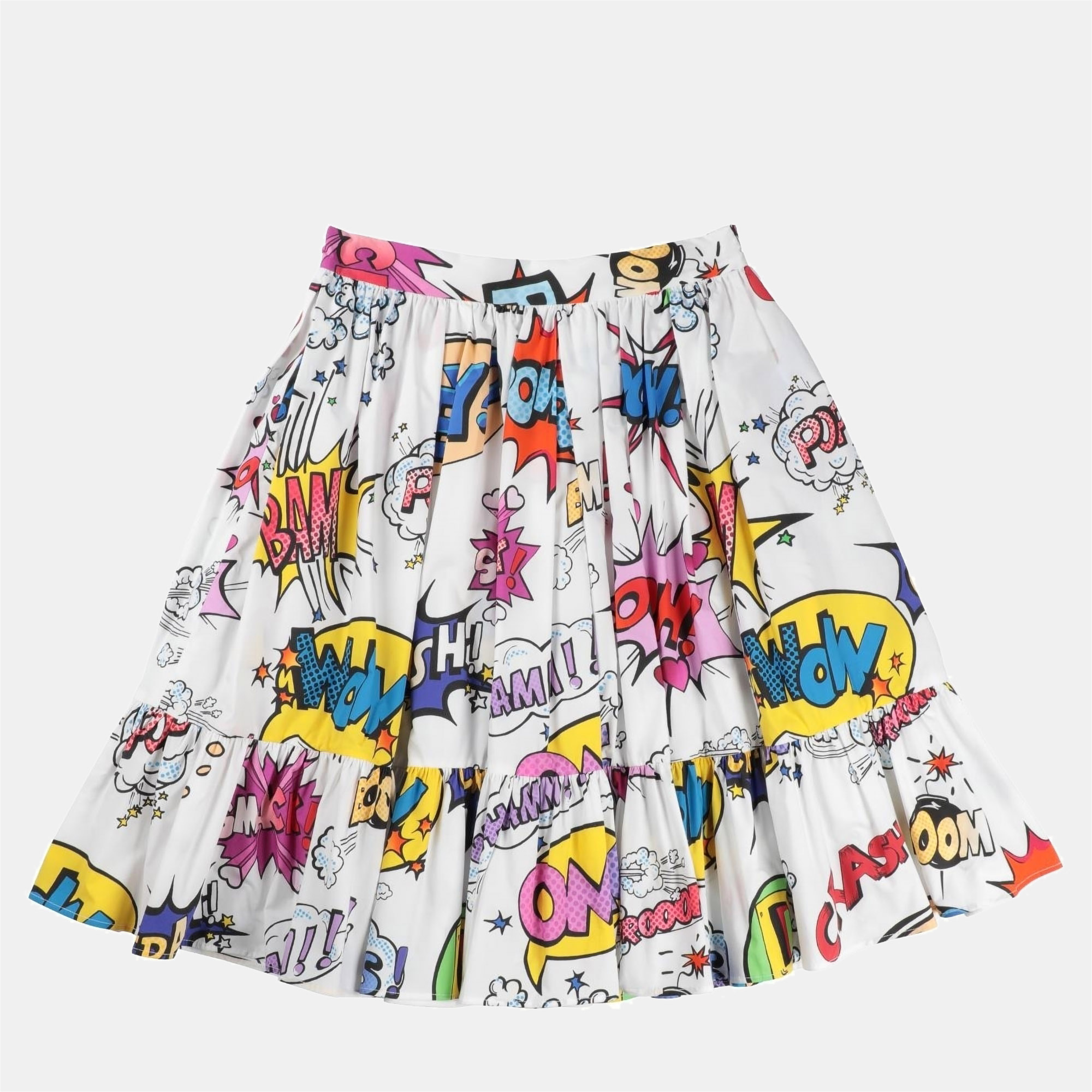 Dolce & gabbana white printed cotton flared skirt size 4y