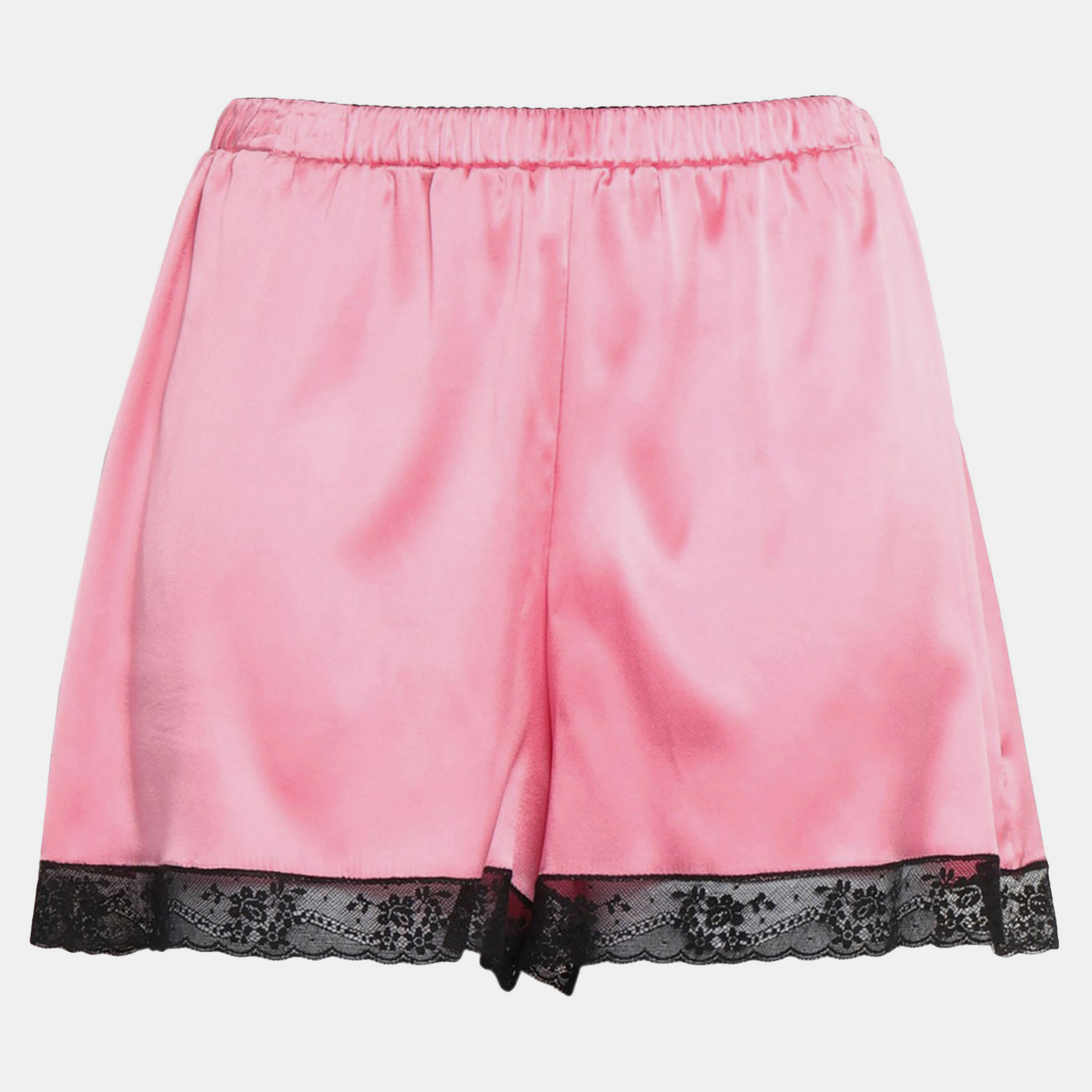 Dolce & gabbana pink silk lace trim lounge shorts m (it iii)