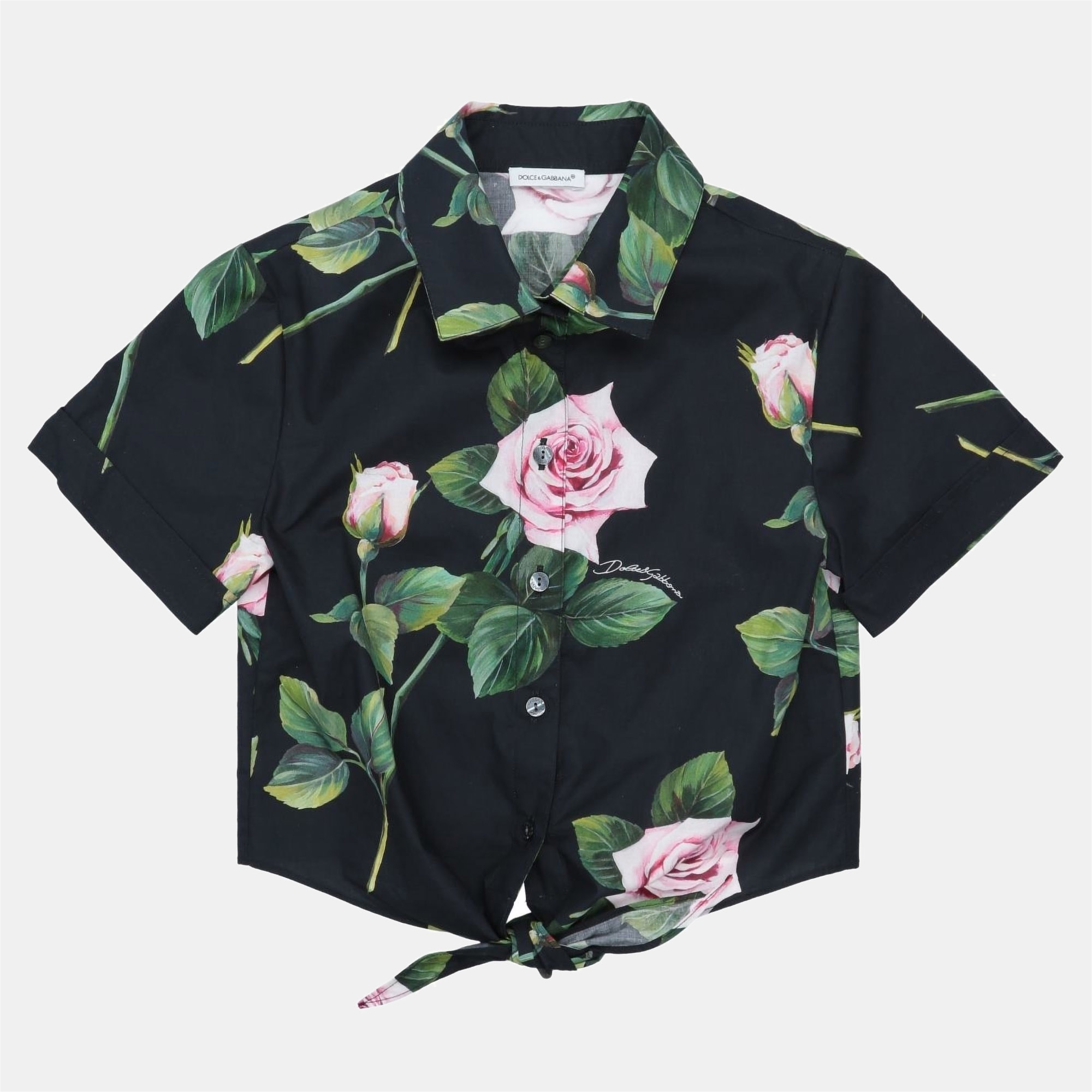 Dolce & gabbana black floral print cotton shirt size 9/10y