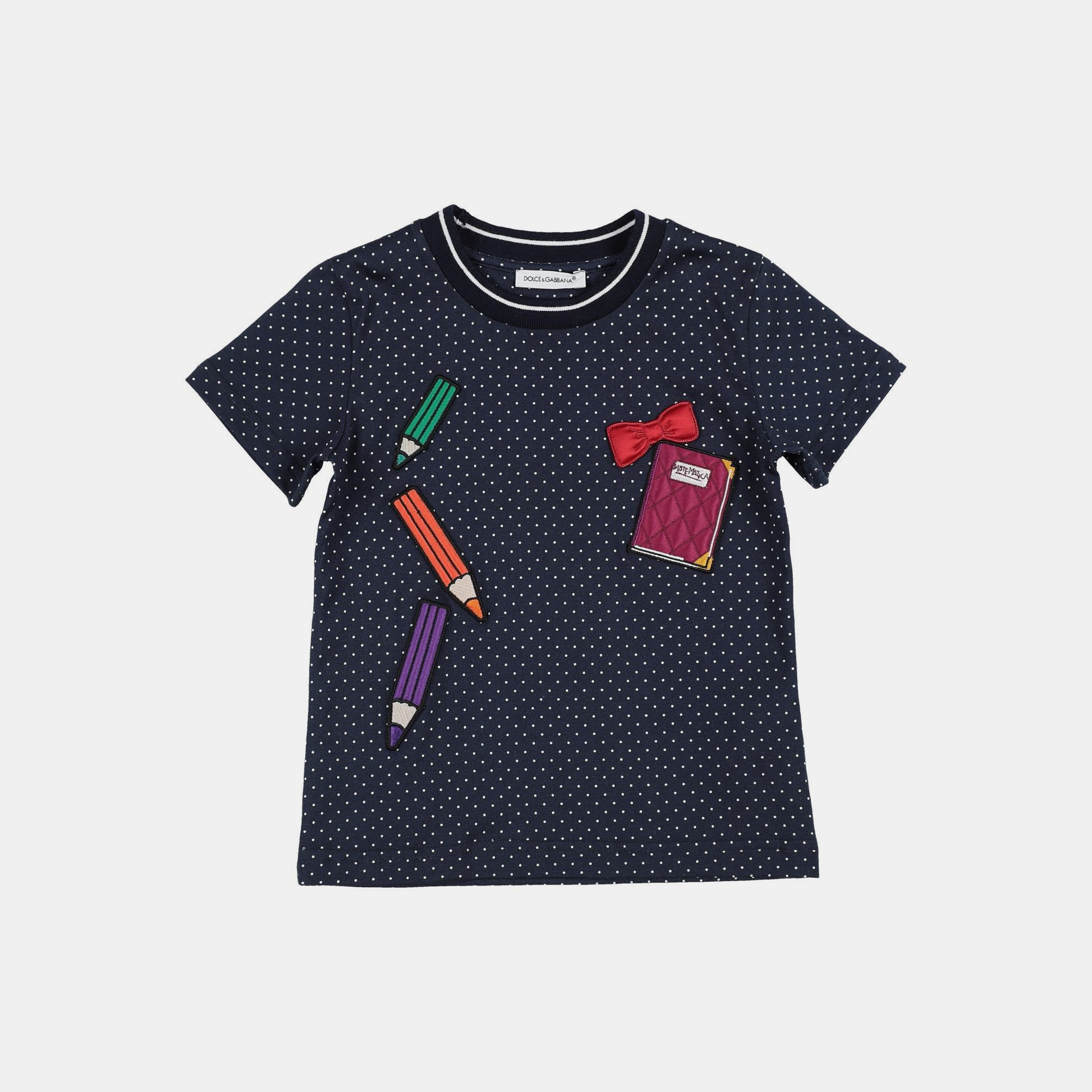Dolce & gabbana navy blue dotted cotton t-shirt size 5y