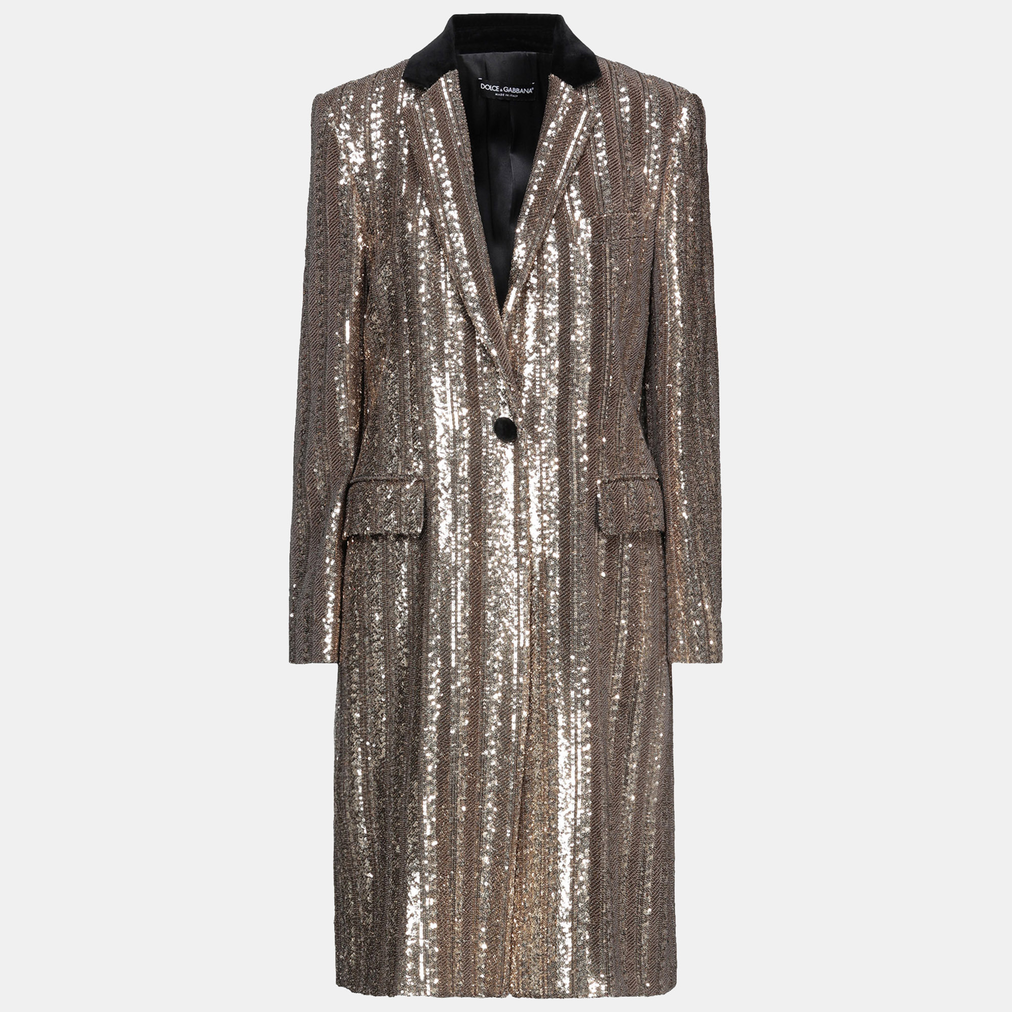 Dolce & gabbana gold sequined overcoat xs (it 38)