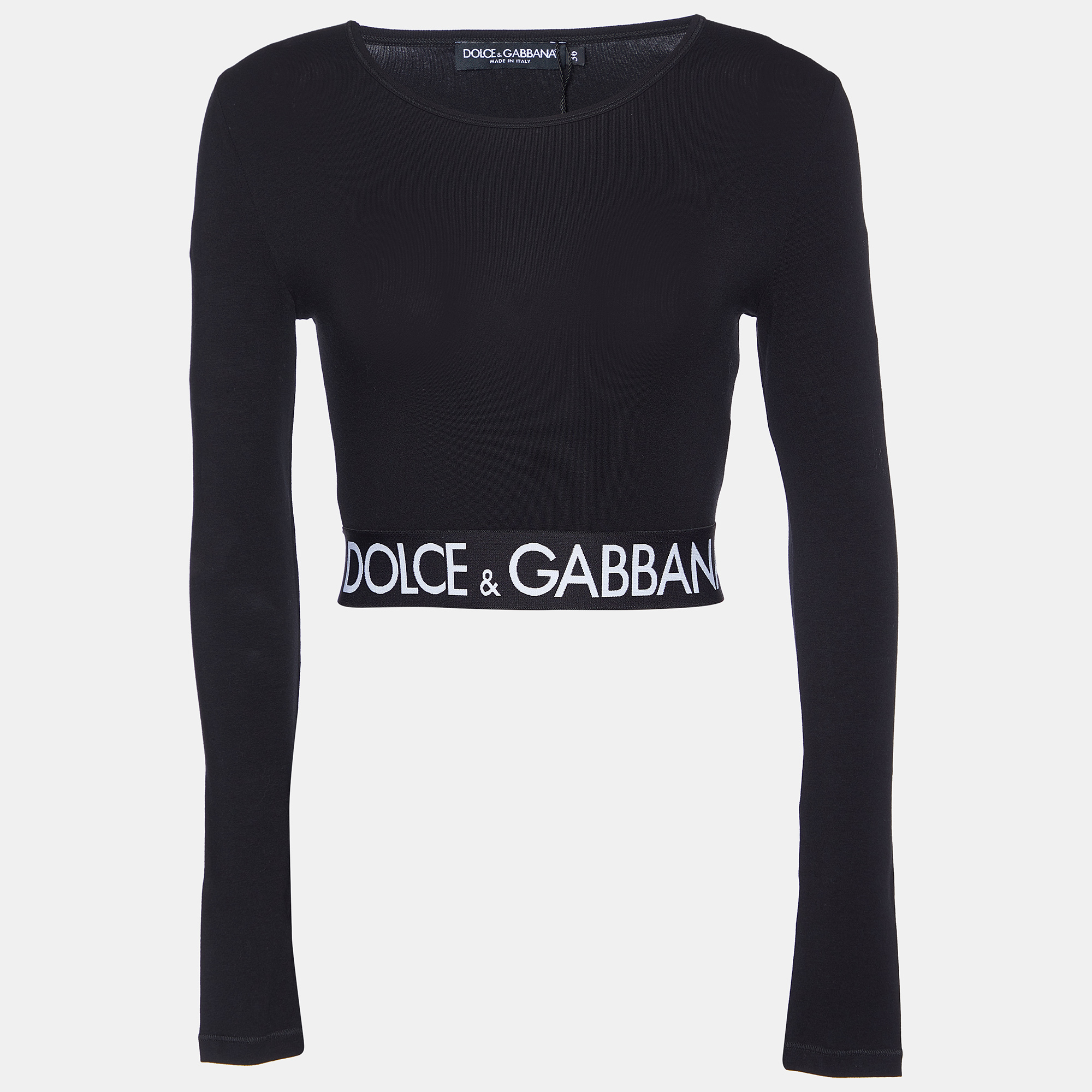 

Dolce & Gabbana Black Jersey Logo Tape Crop Top