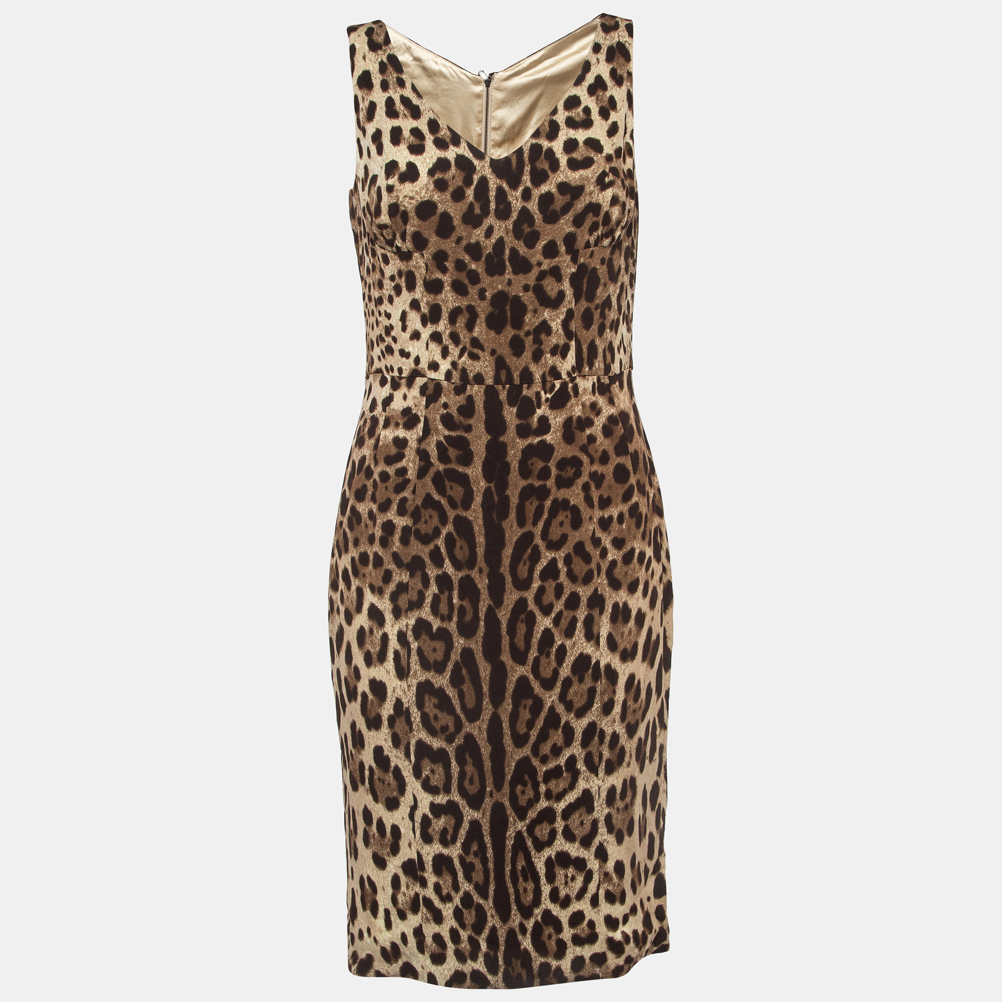 

Dolce & Gabbana Brown Leopard Print Sleeveless Short Dress