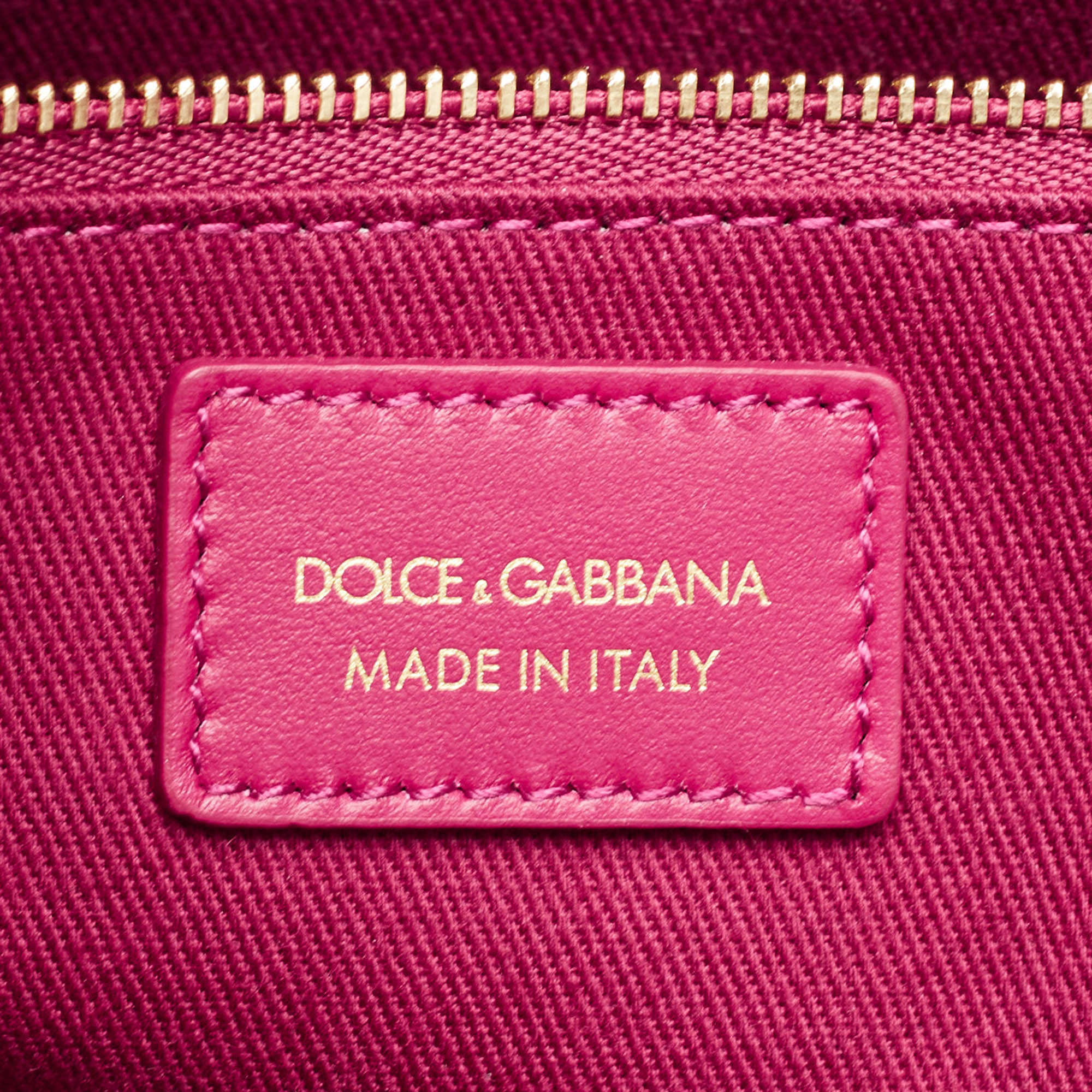 Dolce & Gabbana Fuchsia Majolica Print Canvas Large Shopper Tote