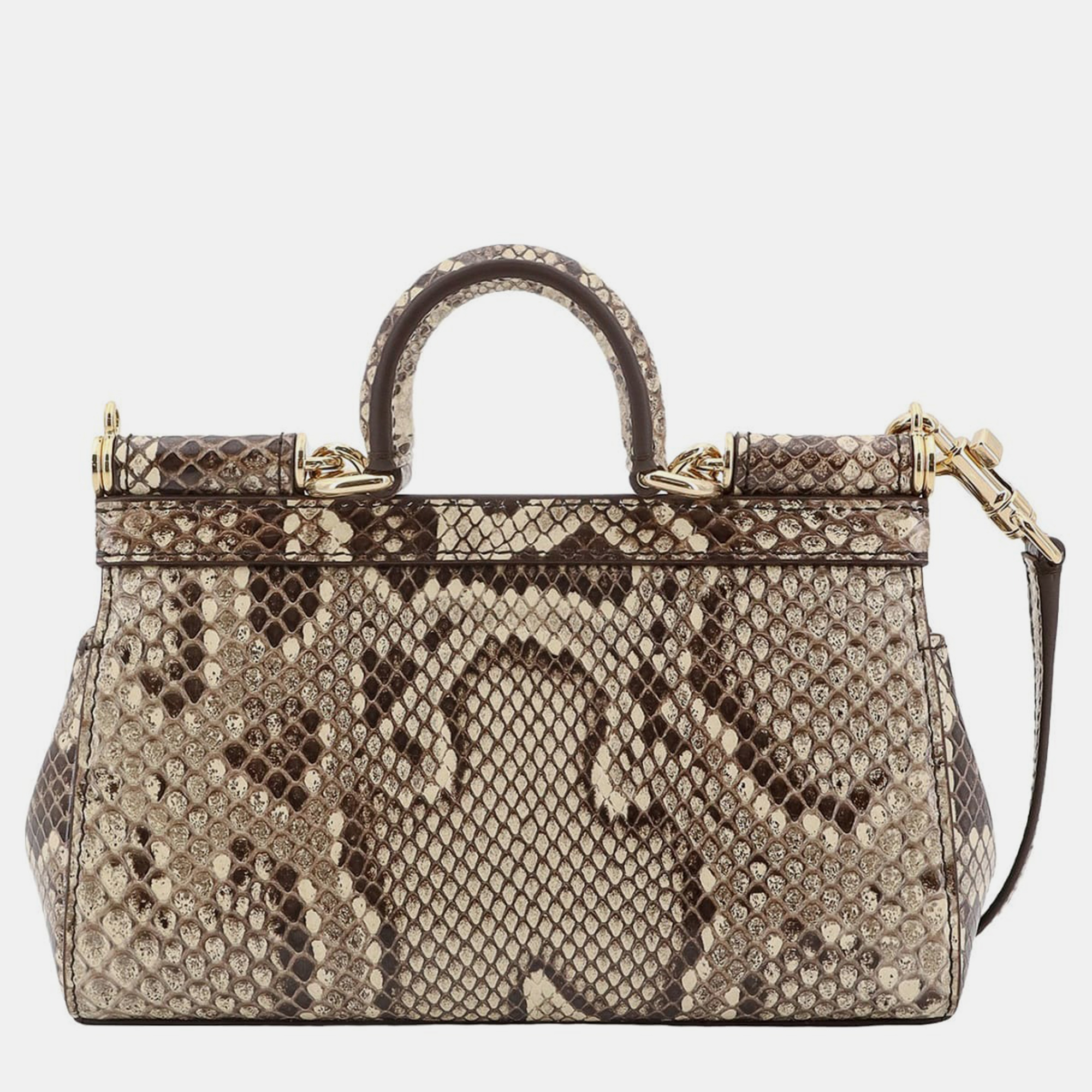 Dolce & Gabbana White Animal Print Leather Handbag