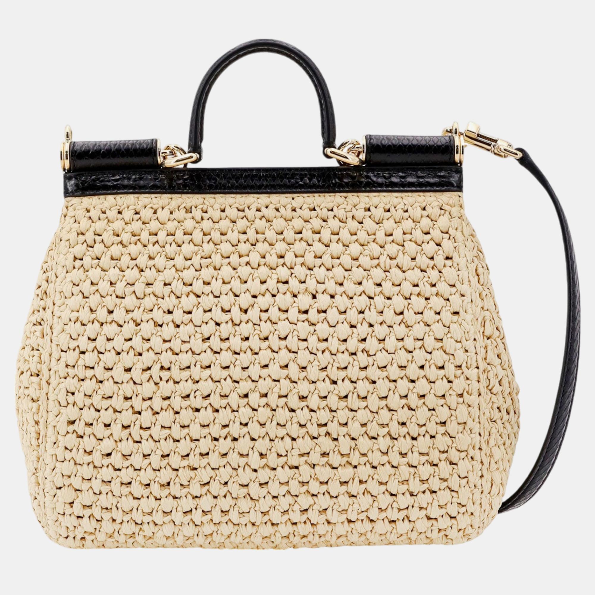 Dolce & Gabbana Beige Raffia Siciliy Handbag