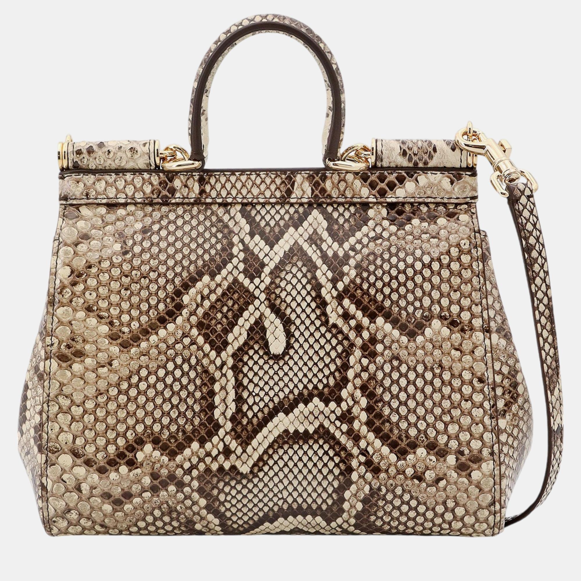 Dolce & Gabbana White Animalier Print Siciliy Handbag