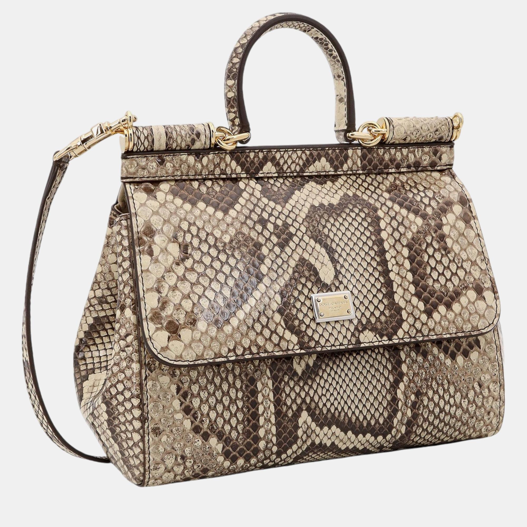 Dolce & Gabbana White Animalier Print Siciliy Handbag