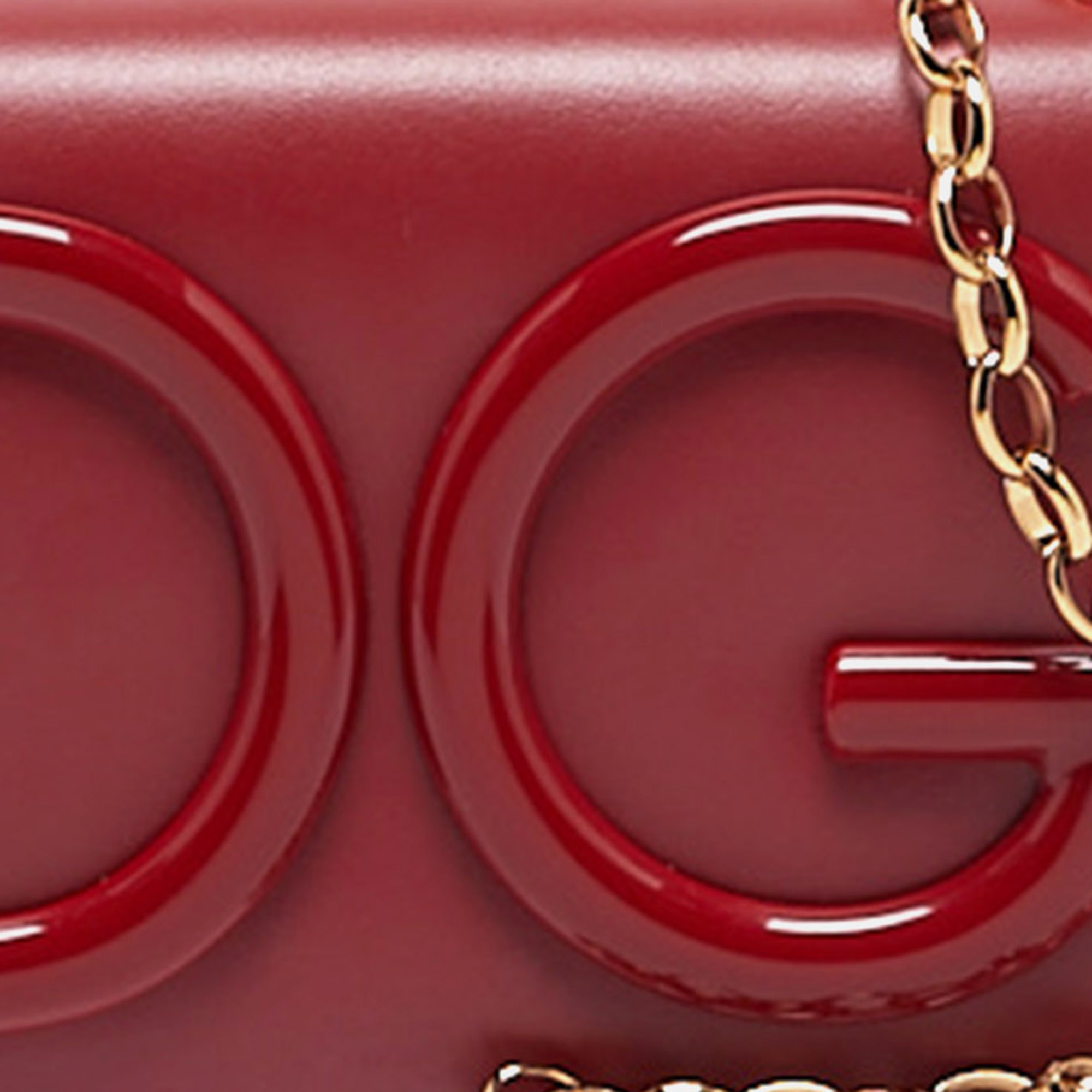 Dolce & Gabbana Red Leather Mini DG Girl Wallet On Chain