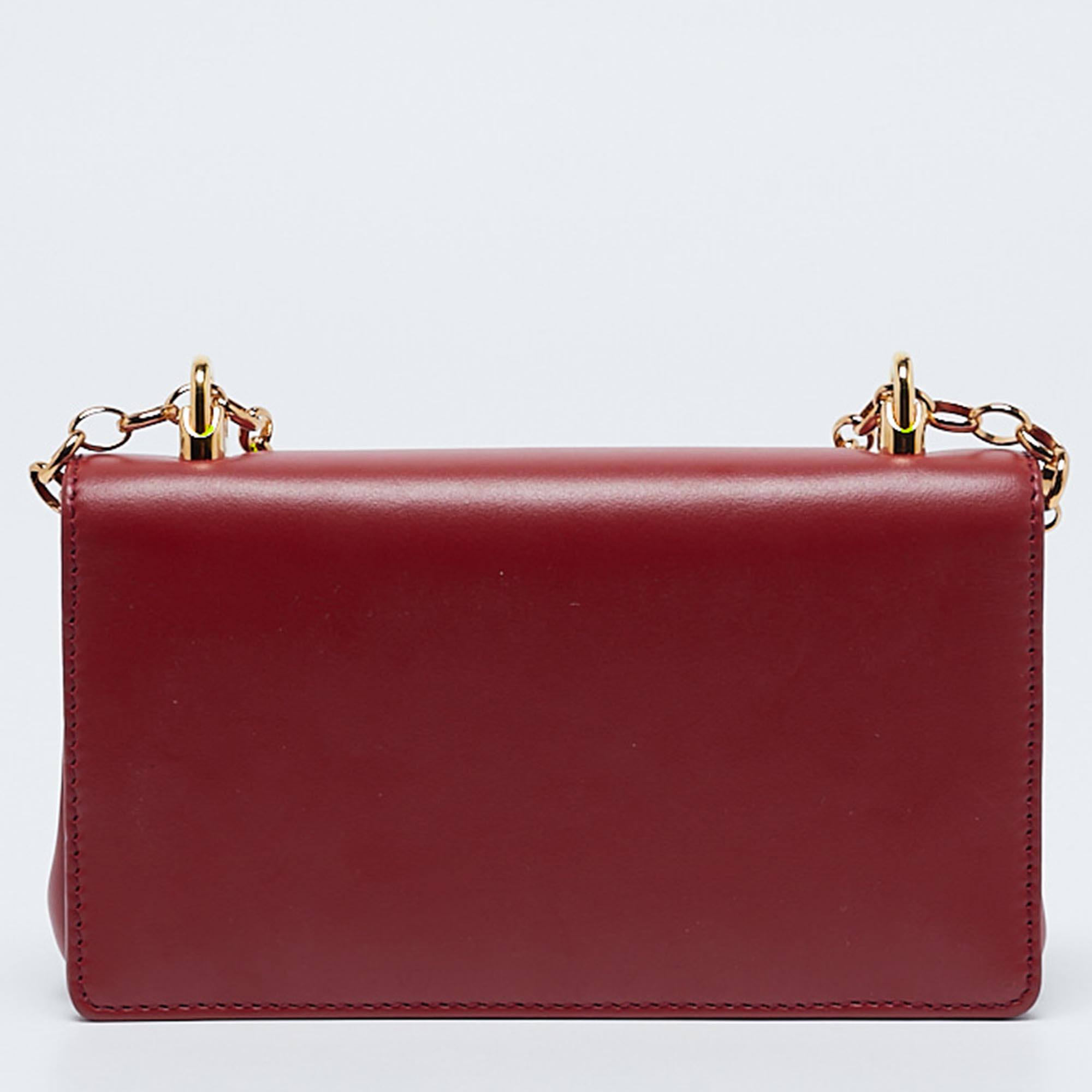 Dolce & Gabbana Red Leather Mini DG Girl Wallet On Chain