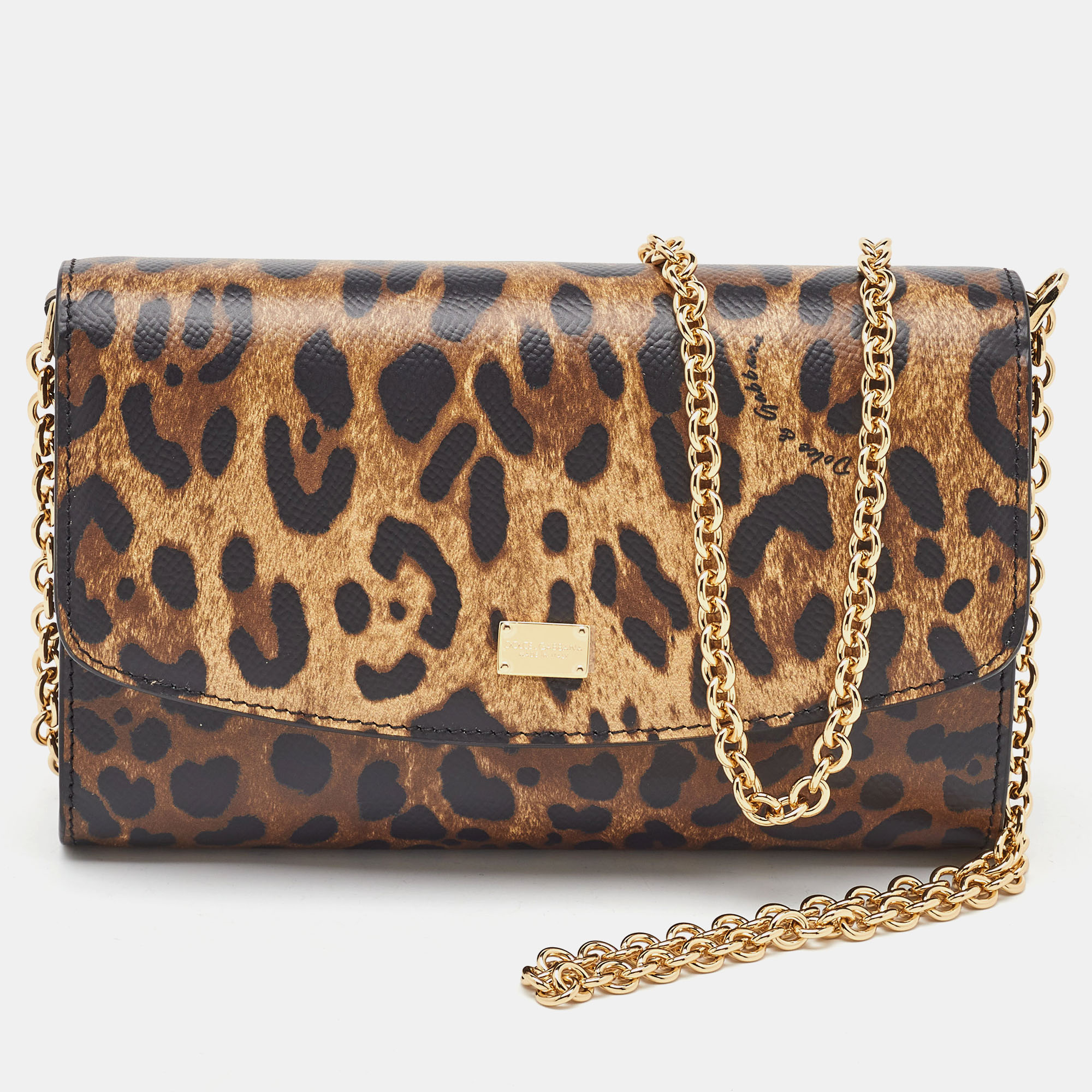 Dolce & Gabbana Brown Leopard Print Leather Chain Crossbody Bag
Dolce & Gabbana Brown Leopard Print Leather Chain Crossbody Bag