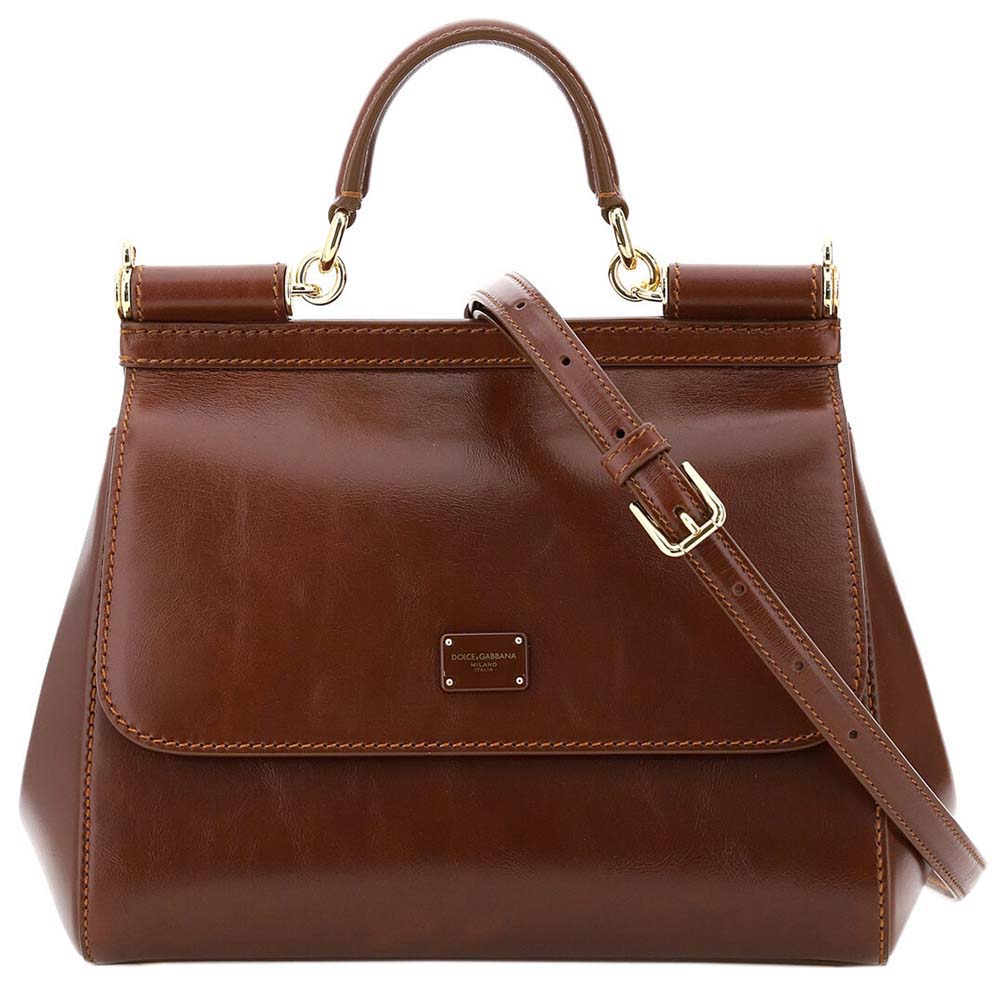 Image of Dolce & Gabbana Brown Leather Sicily Medium Bag