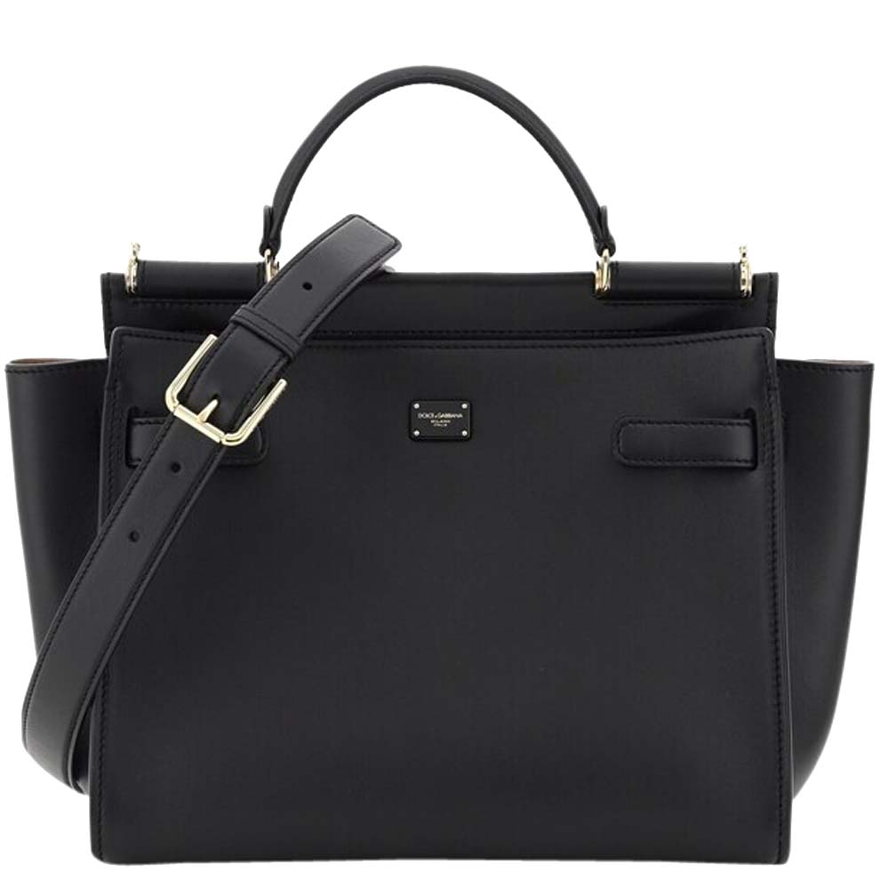 Dolce & Gabbana Black Leather Sicily 62 Medium Bag