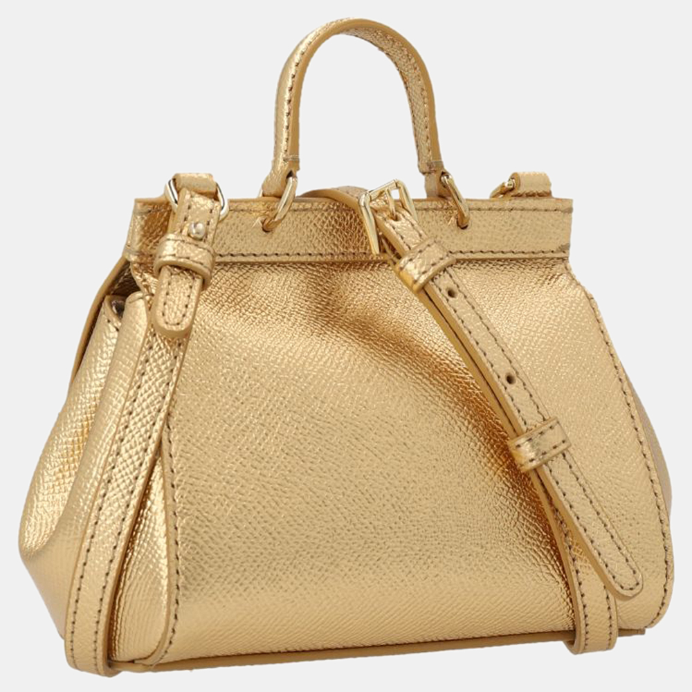 Dolce & Gabbana Gold Leather Mini Sicily Shoulder Bag
Dolce & Gabbana Gold Leather Mini Sicily Shoulder Bag