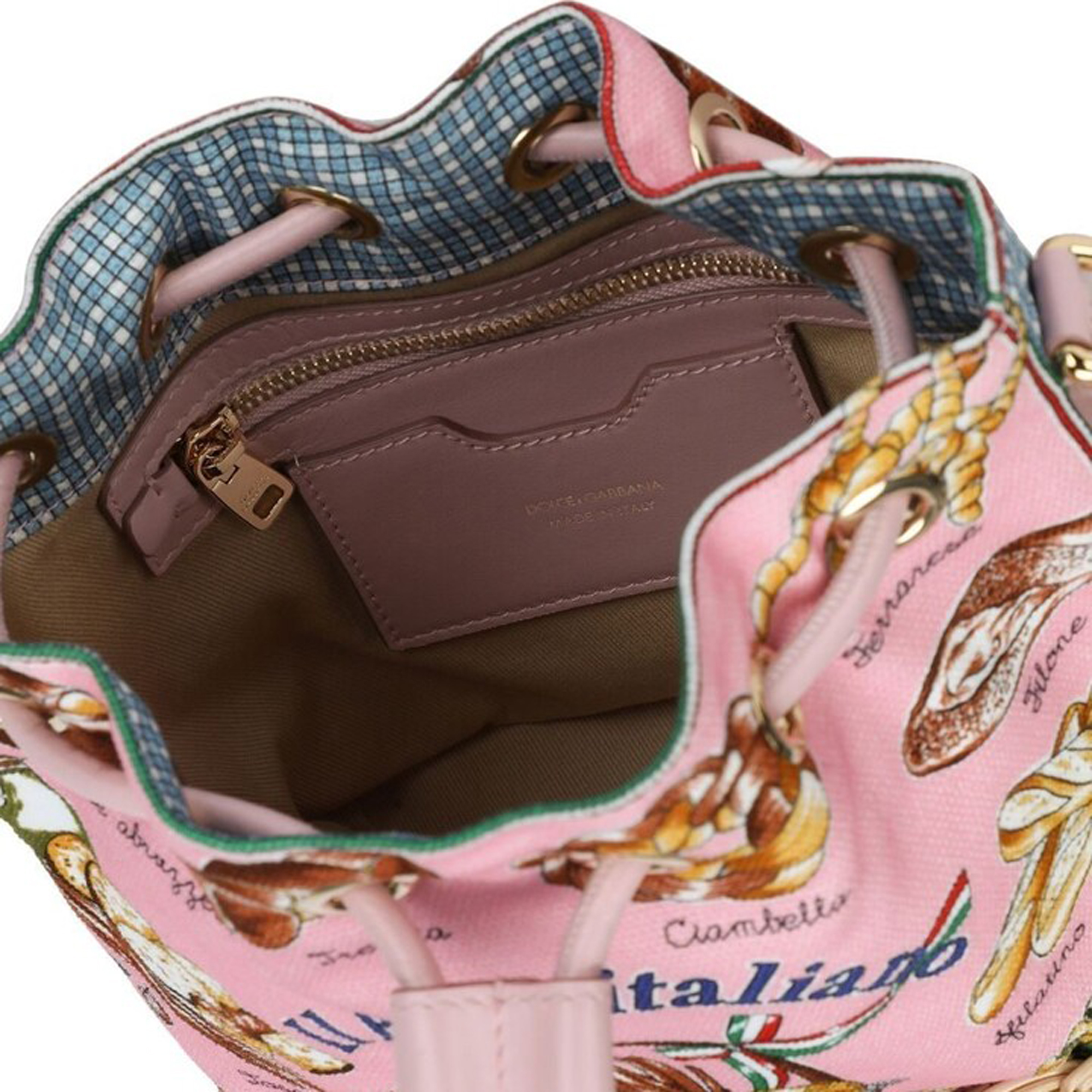 Dolce & Gabbana Pink - Canvas Raffia Leather - Bucket Shoulder Bag
