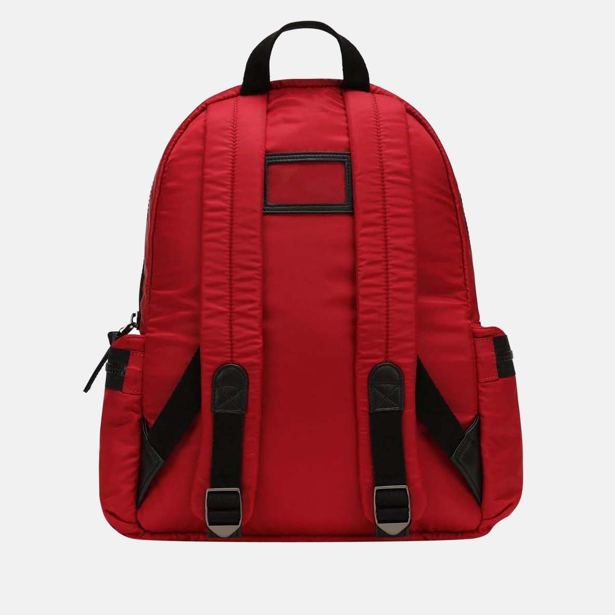 Dolce & Gabbana Kids Red & Black - Leather And Nylon - Kids Logo Patch Backpack