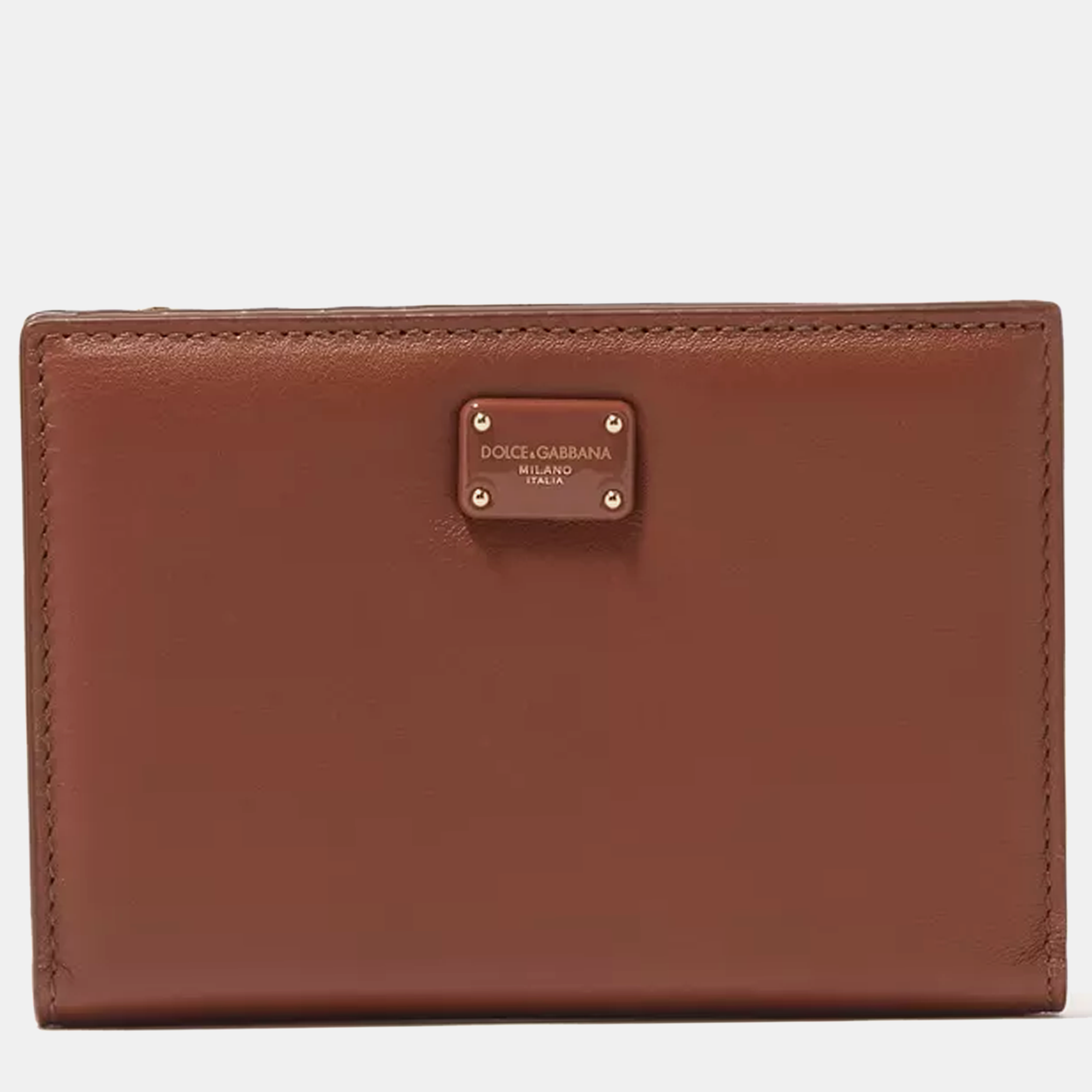 Dolce & gabbana brown  leather  bi-fold wallet