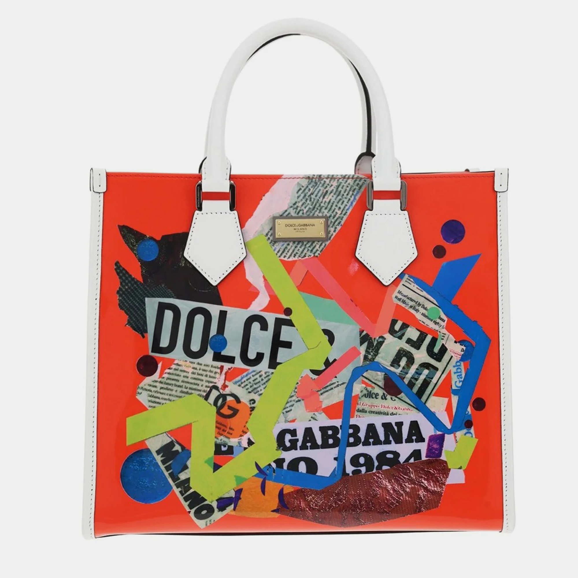 Dolce & Gabbana Red Multicolor  Leather  Tote Bag