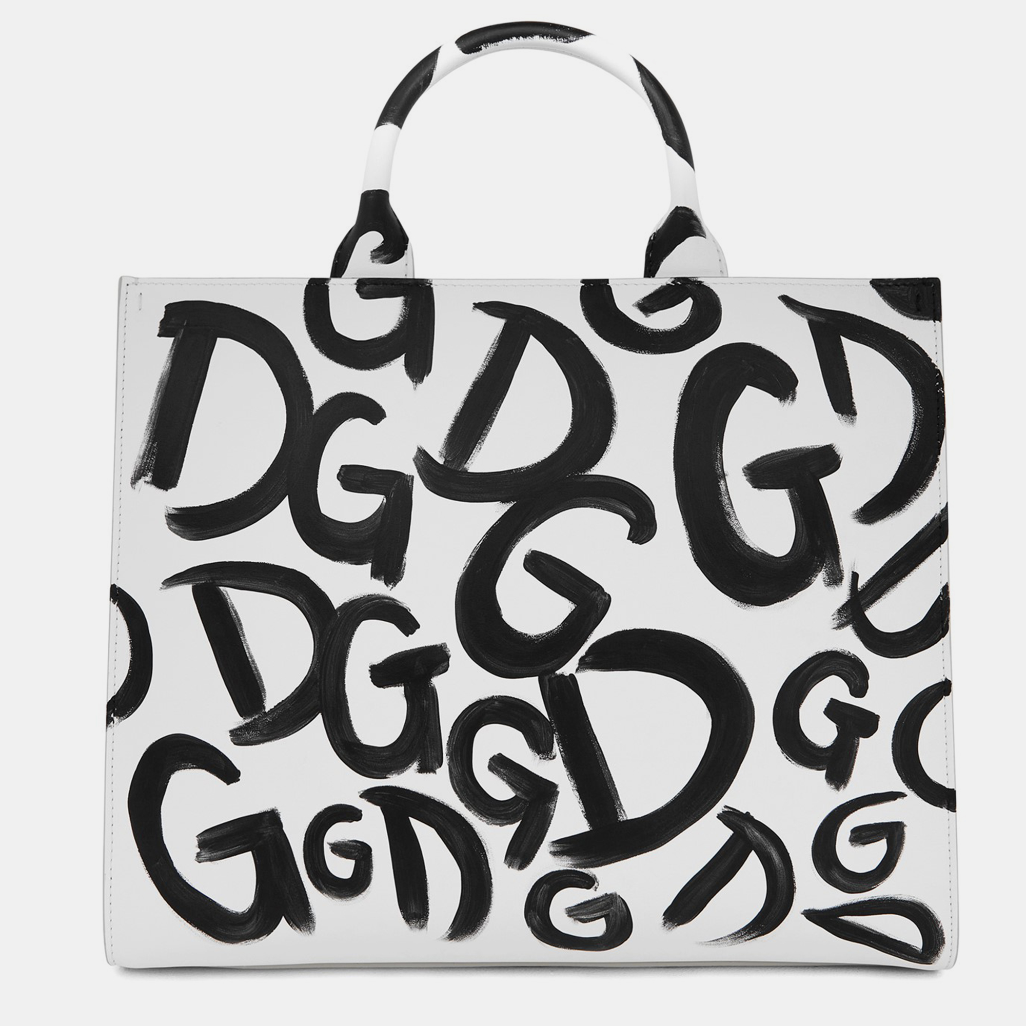 Dolce & Gabbana Black & White  Leather  Tote Bag