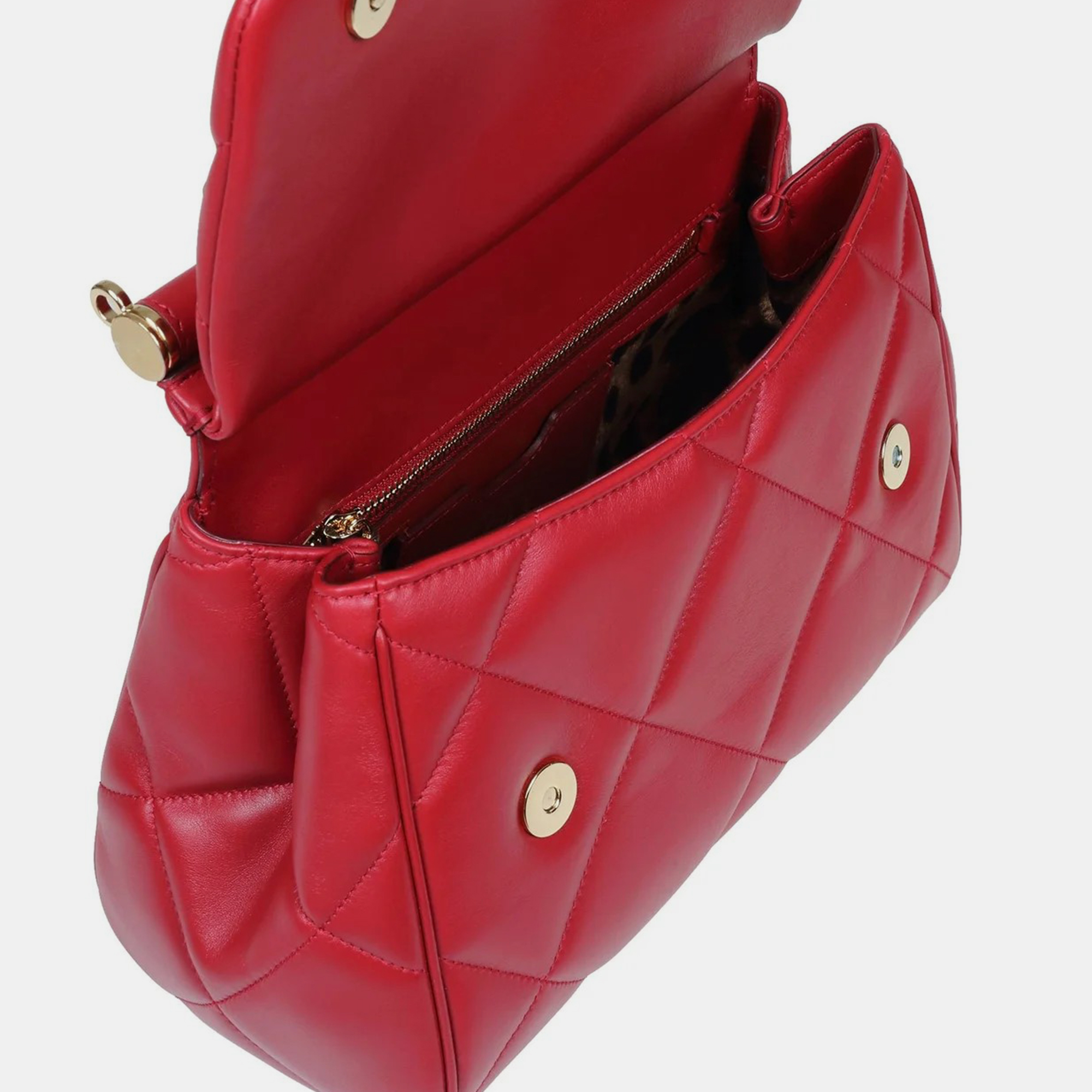 Dolce & Gabbana Red Leather  Medium Sicily Top Handle Bag