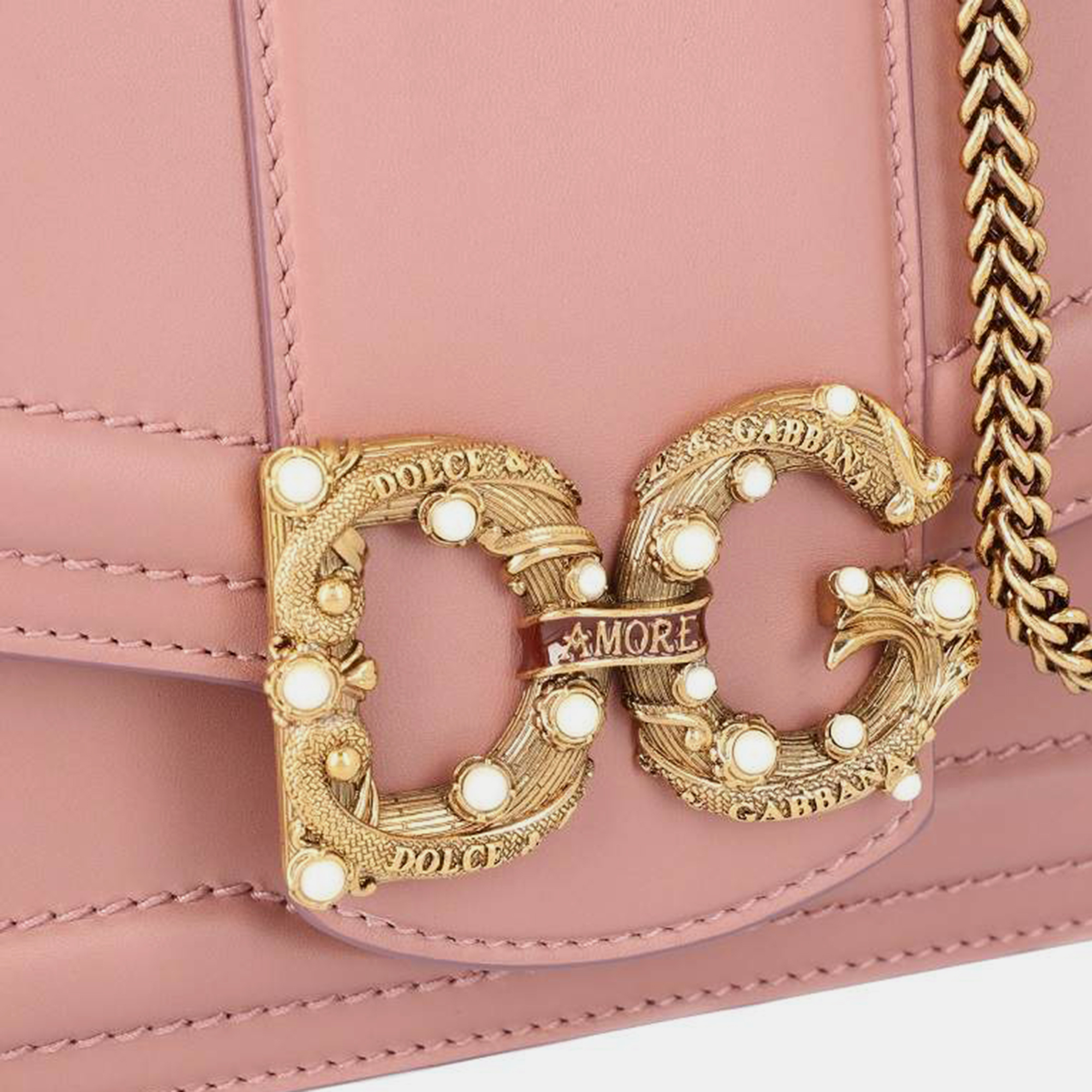 Dolce & Gabbana Blush Pink Leather DG Amore Bag