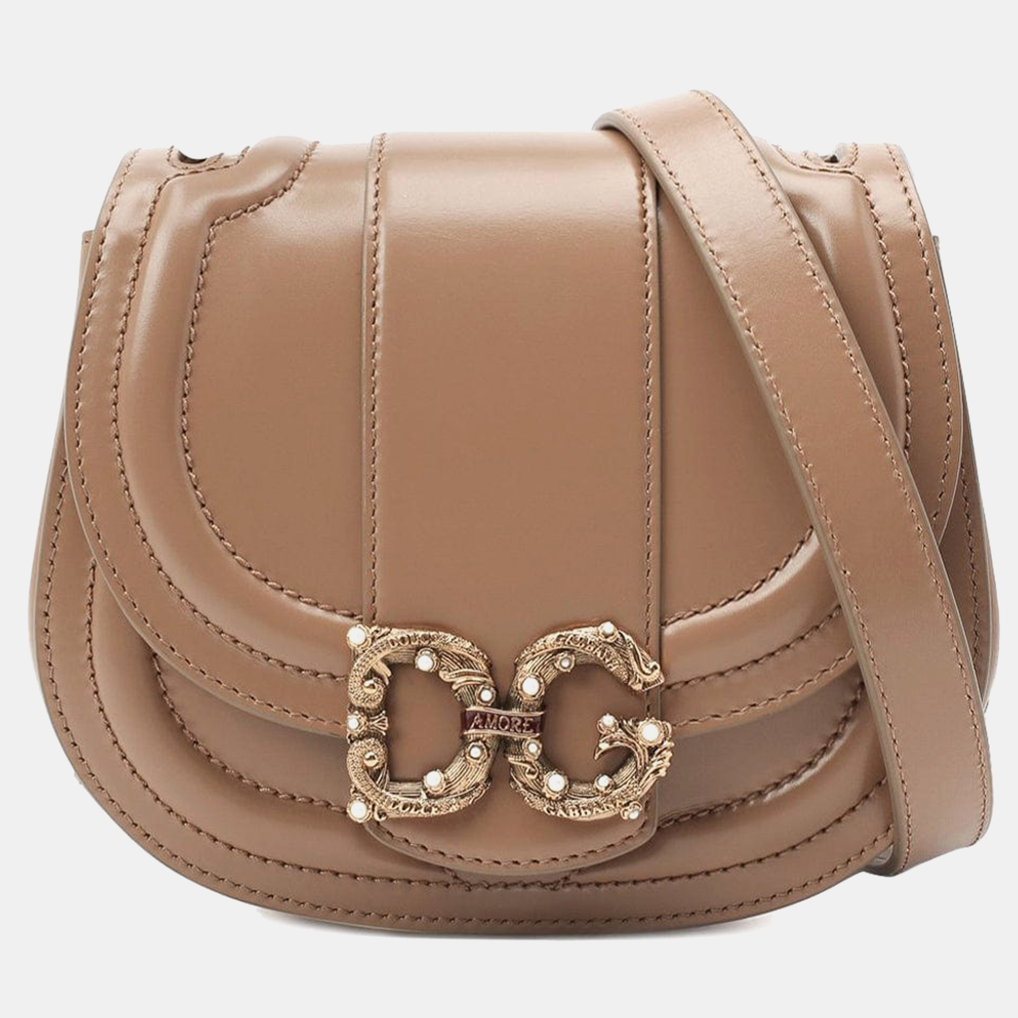 Dolce & Gabbana Desert  Leather  Small DG Amore Messanger Bag