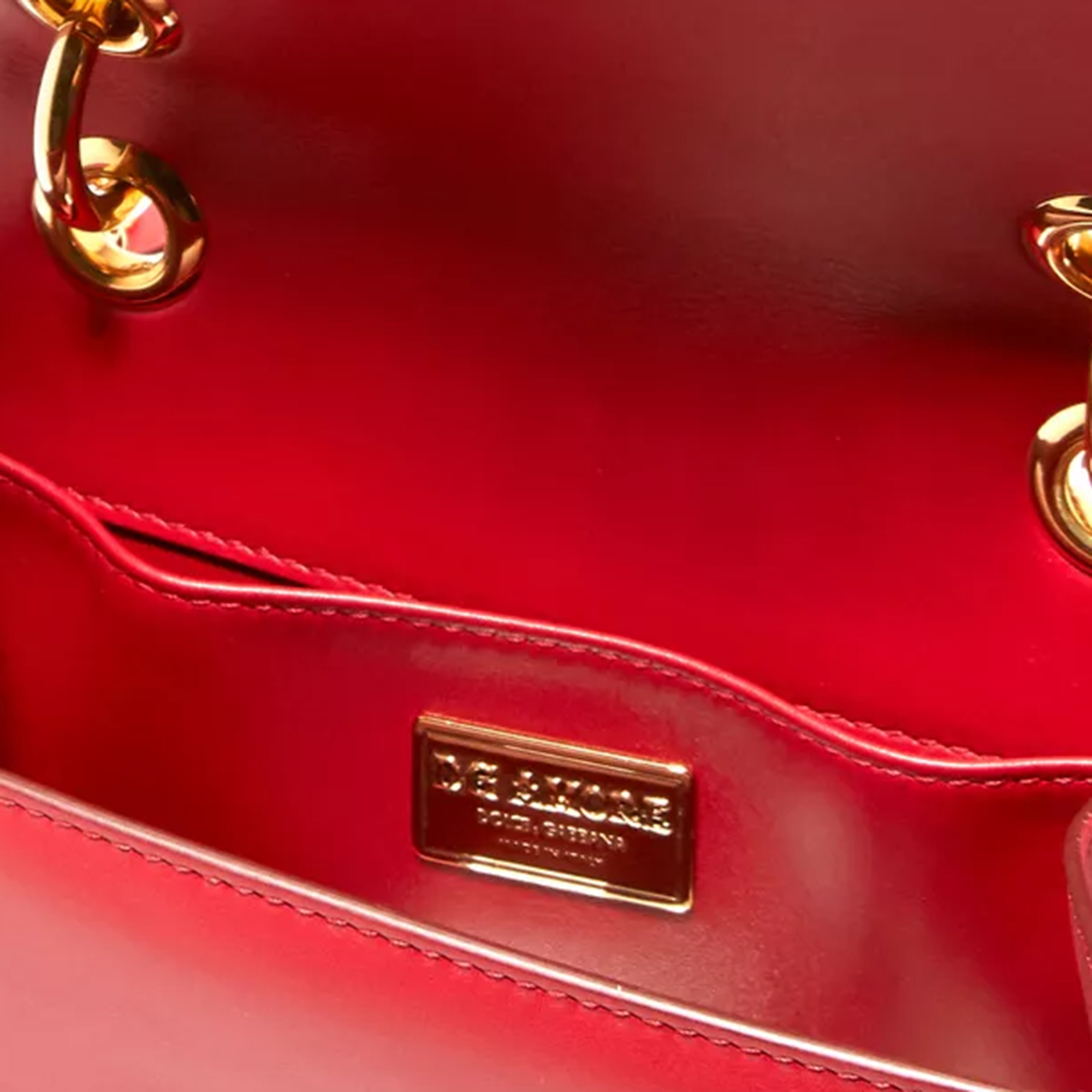 Dolce & Gabbana Red  Leather  Small DG Amore Messanger Bag
