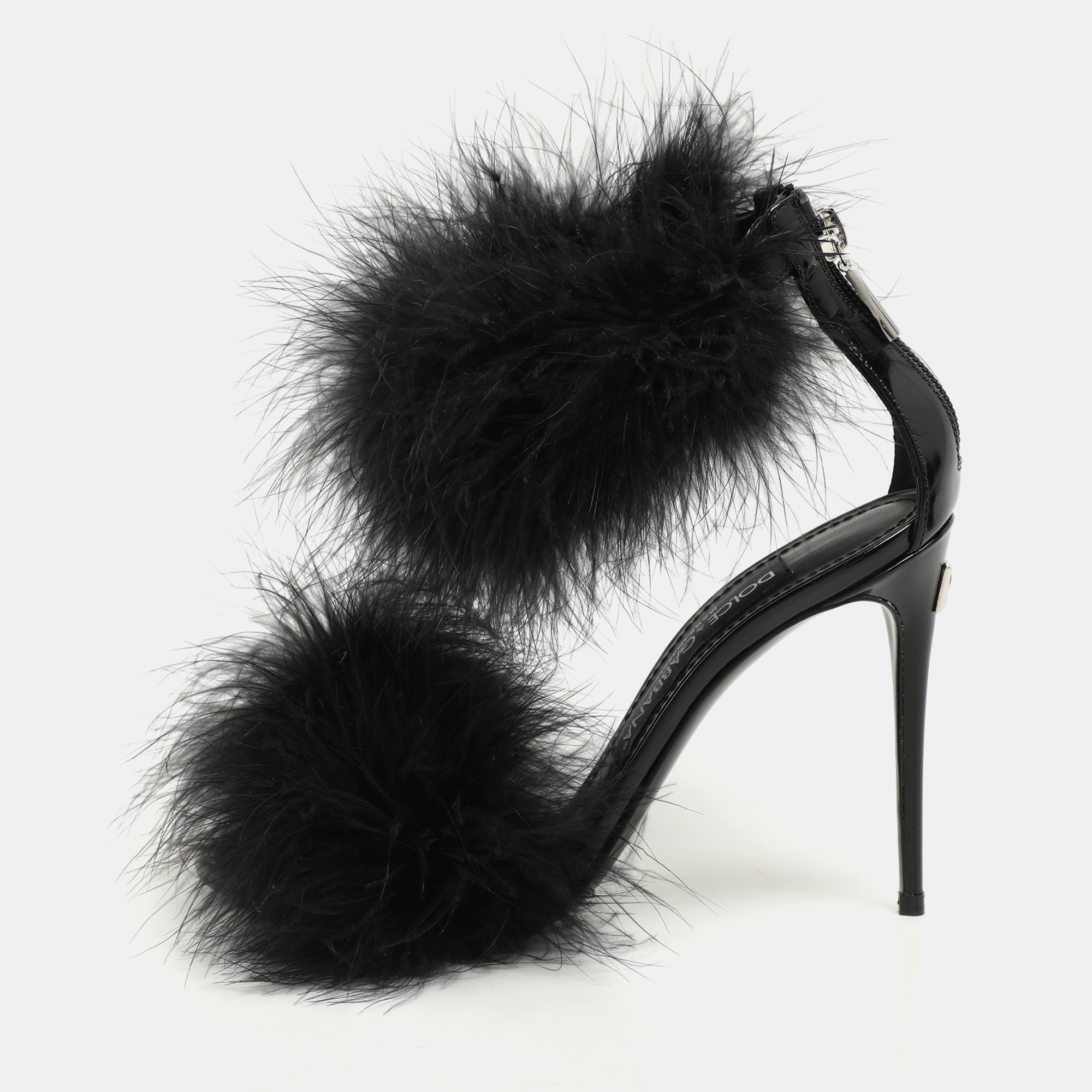Dolce & Gabbana Black Patent Leather and Turkey Feather Ankle Strap Sandals Size
Dolce & Gabbana Black Patent Leather and Turkey Feather Ankle Strap Sandals Size