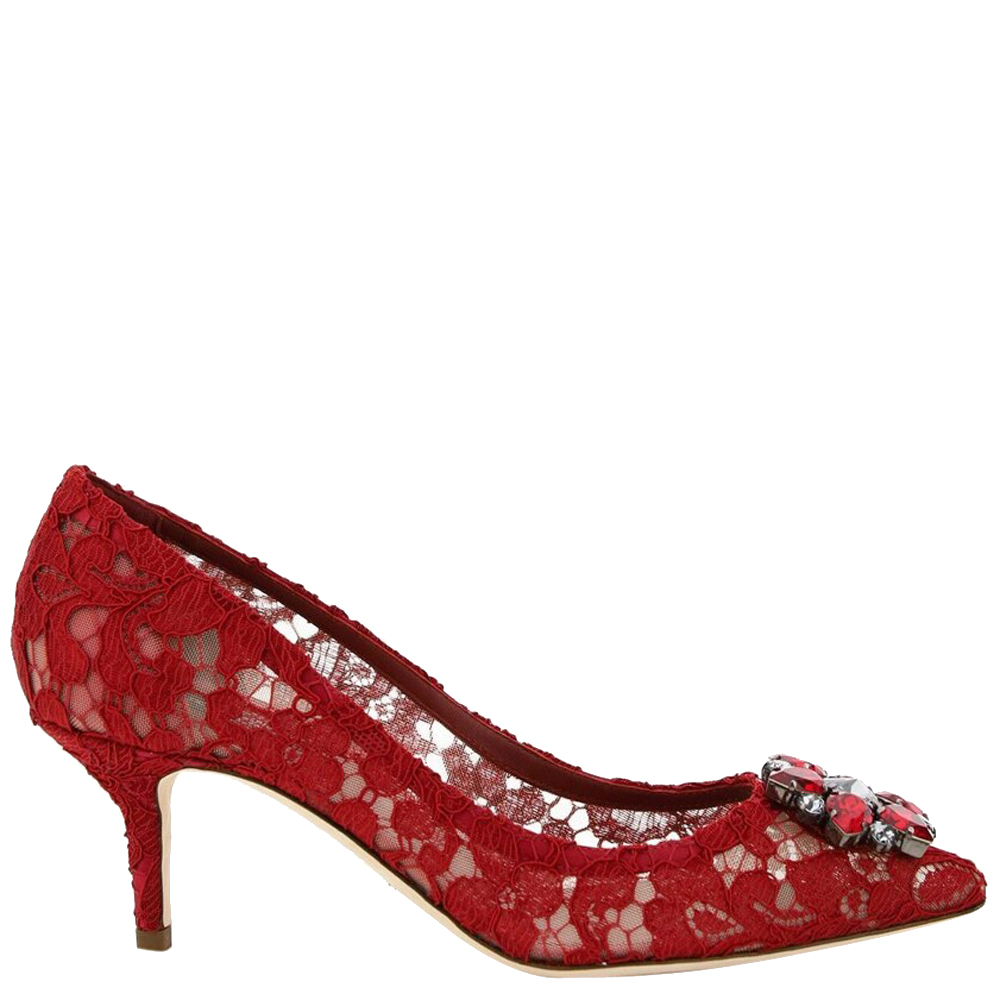 Dolce & Gabbana Red Taormina Lace Bellucci Pumps Size IT 36