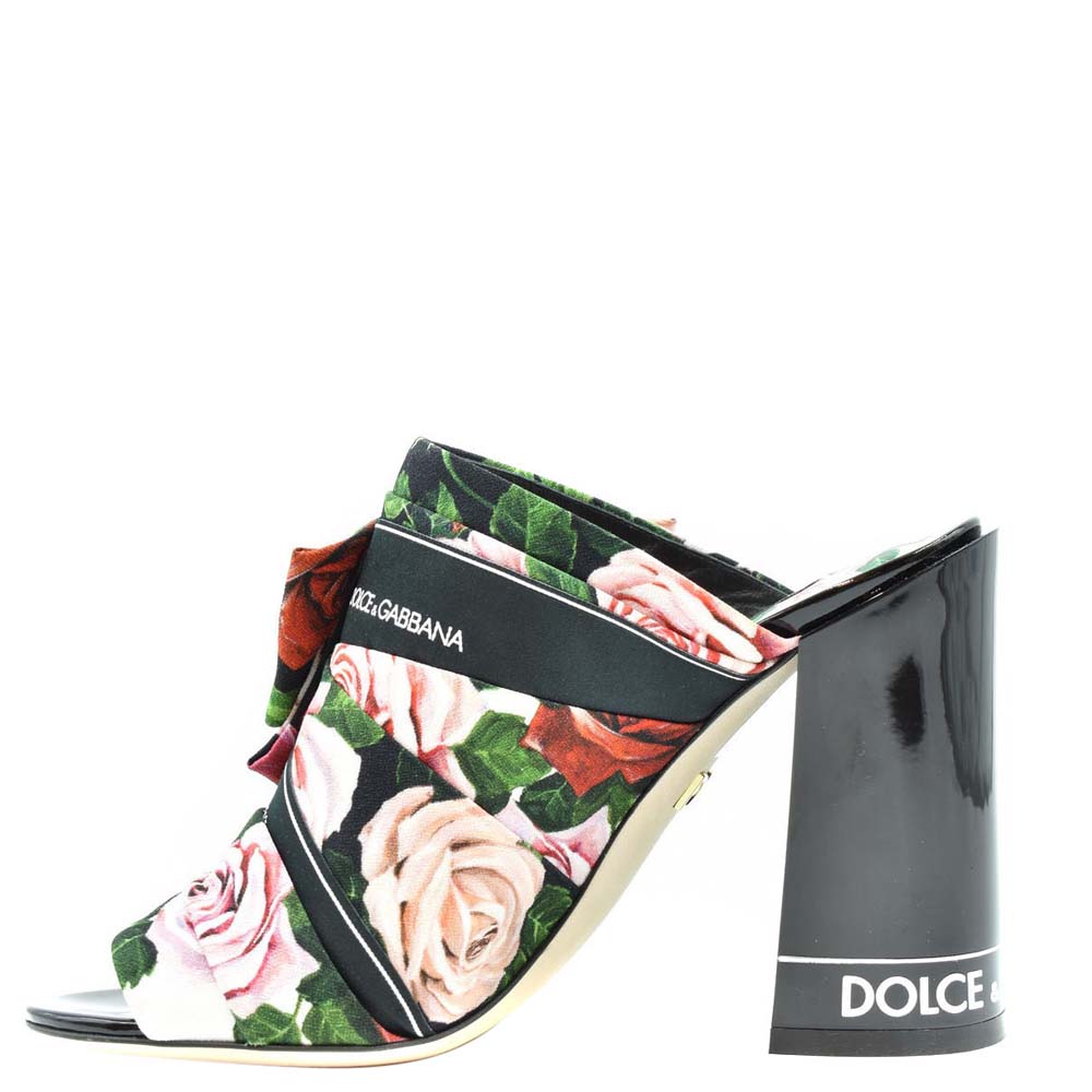 Dolce & Gabbana Multicolor Floral print Block Heel Mules Size EU 36