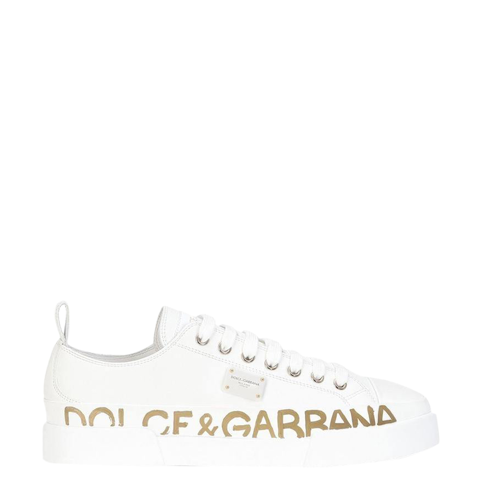Dolce & Gabbana White Calfskin Portofino Sneakers Size EU 40