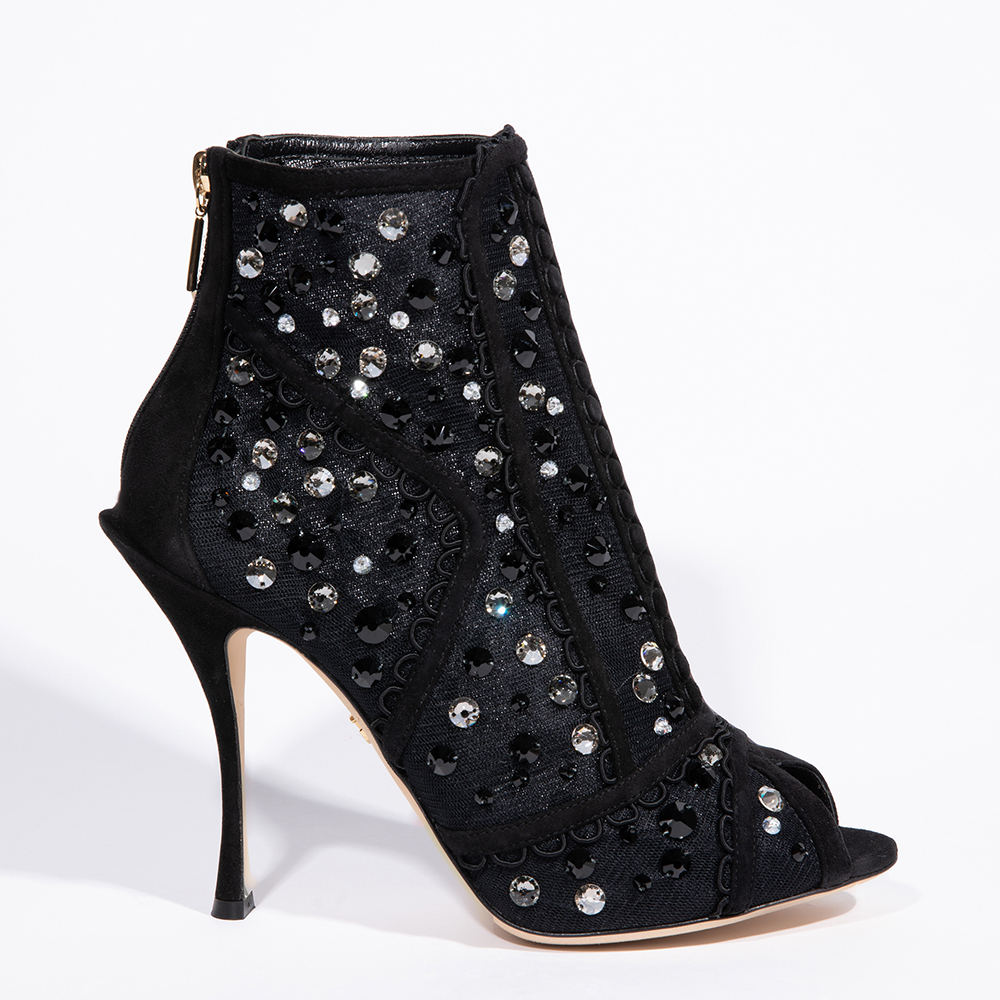 Dolce & Gabbana Black Textile/Leather Bette Ankle Booties Size EU 39
