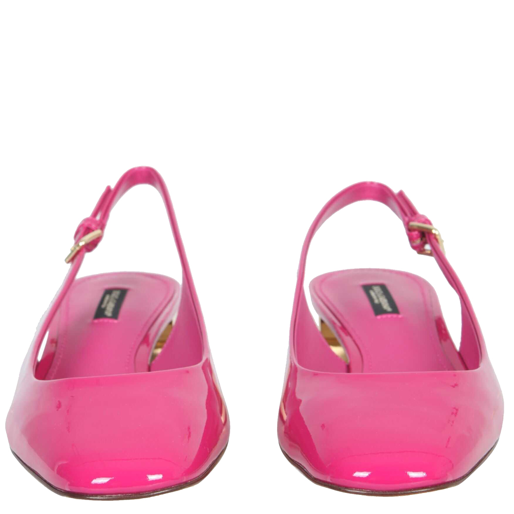 

Dolce & Gabbana Fuchsia Pink Patent Leather Slingback Sandals Size IT
