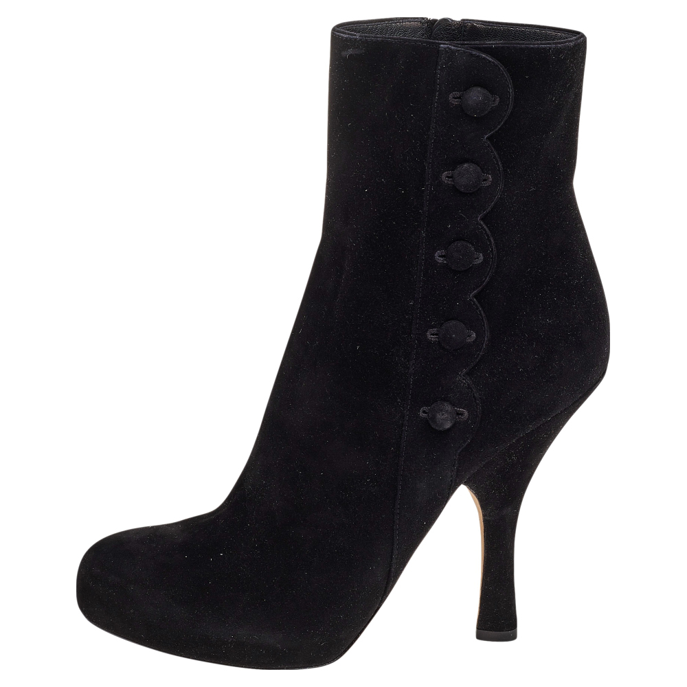 Dolce & Gabbana Black Suede Ankle Length Boots Size 40