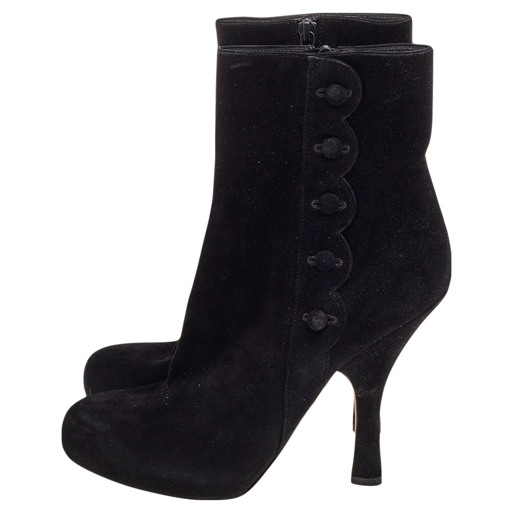 Dolce & Gabbana Black Suede Ankle Length Boots Size 40