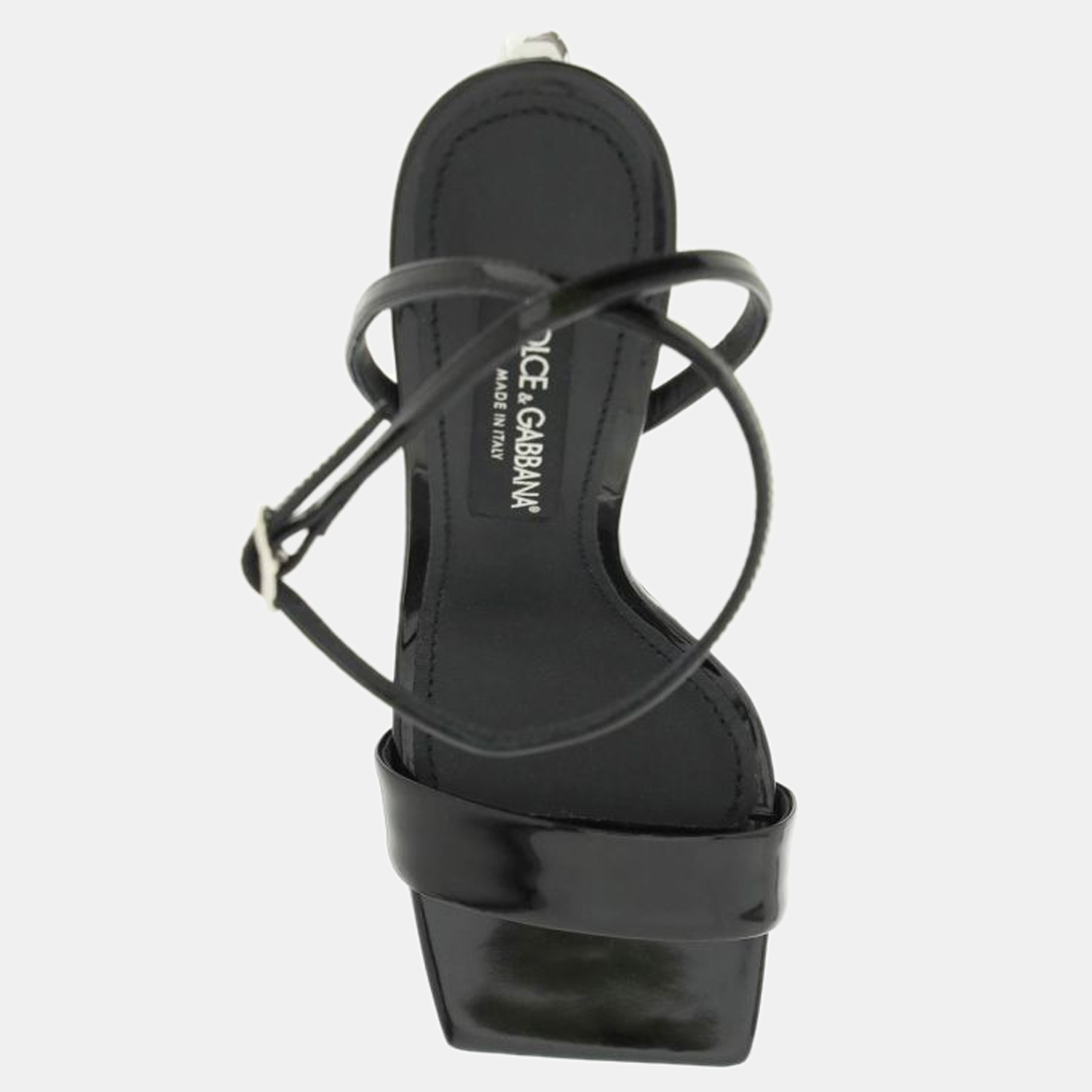

Dolce & Gabbana Black Patent Leather DG Pop Keira Slingback Sandals Size EU