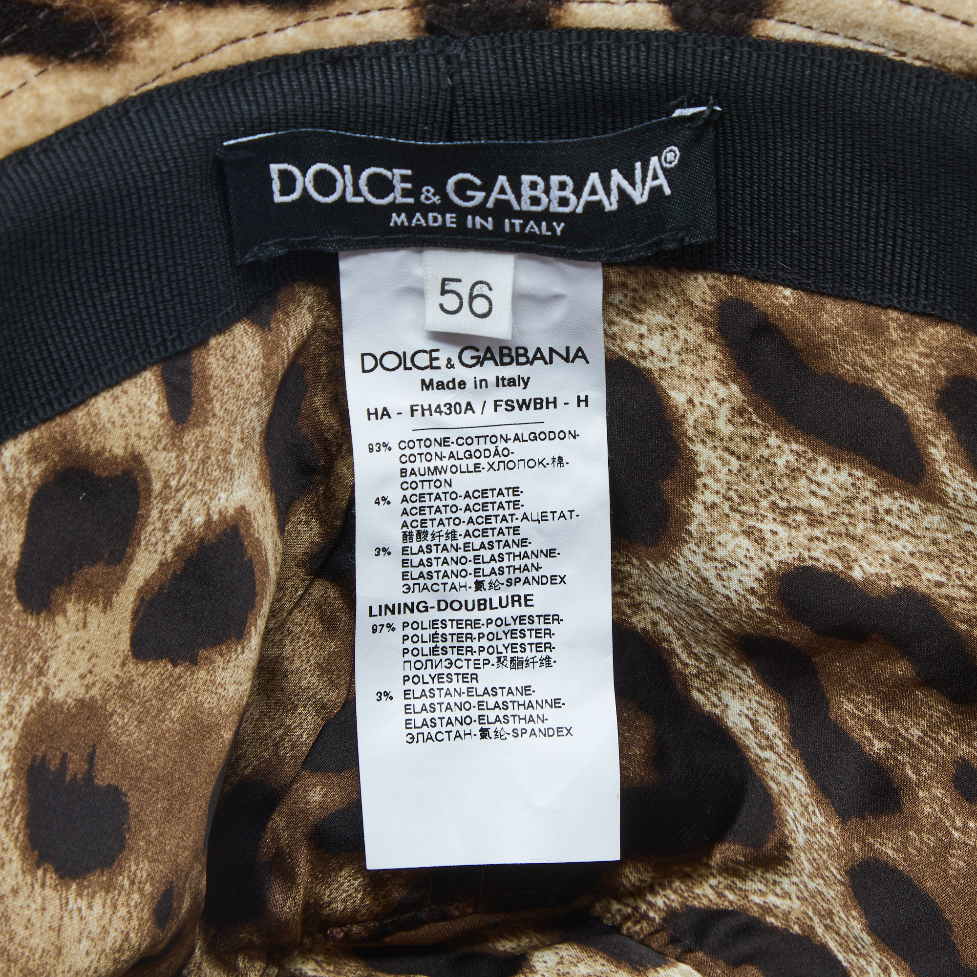 Dolce & Gabbana Brown Leopard Print Velvet Fedora Hat M