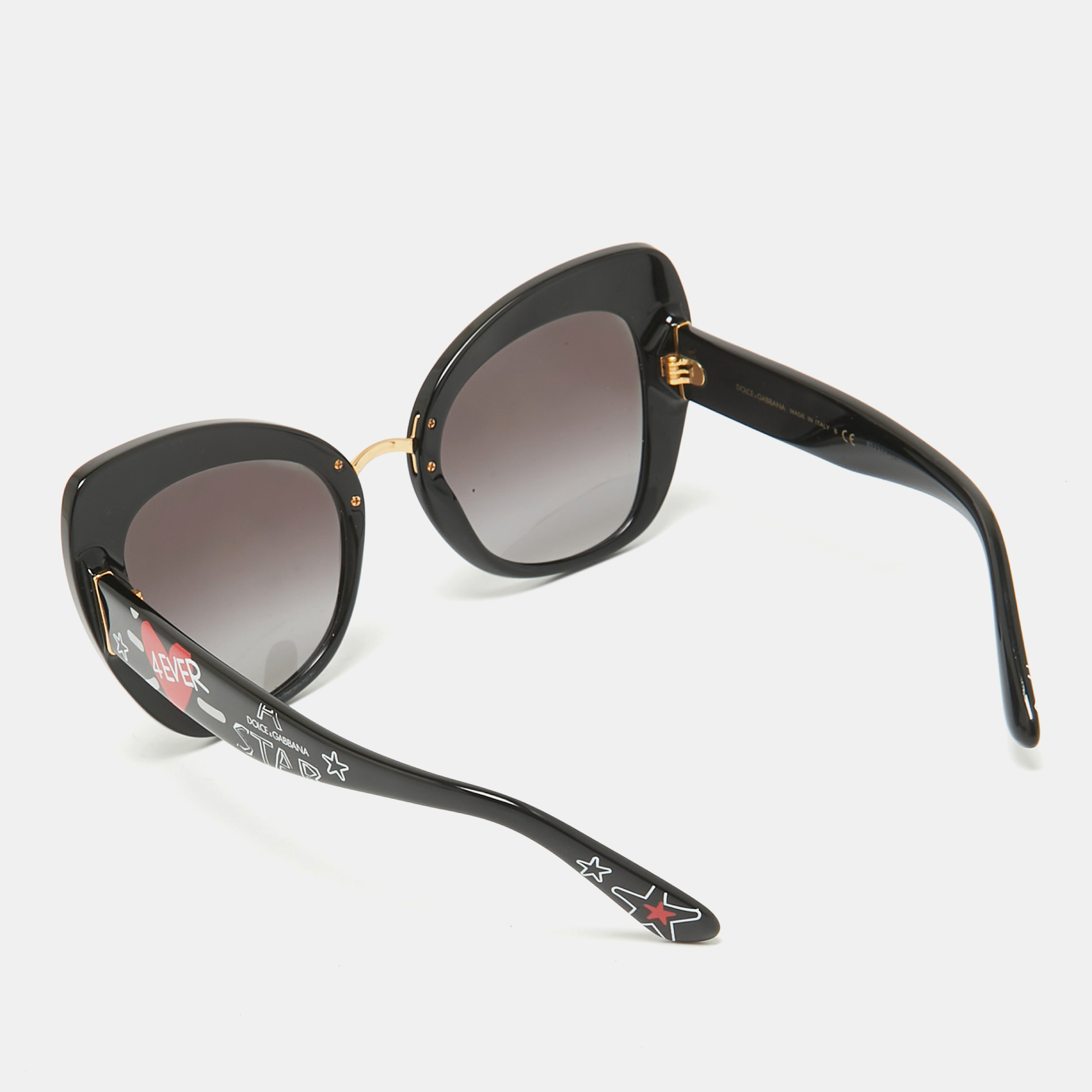 Dolce & Gabbana Black Graffiti Print DG4319 Cat Eye Sunglasses