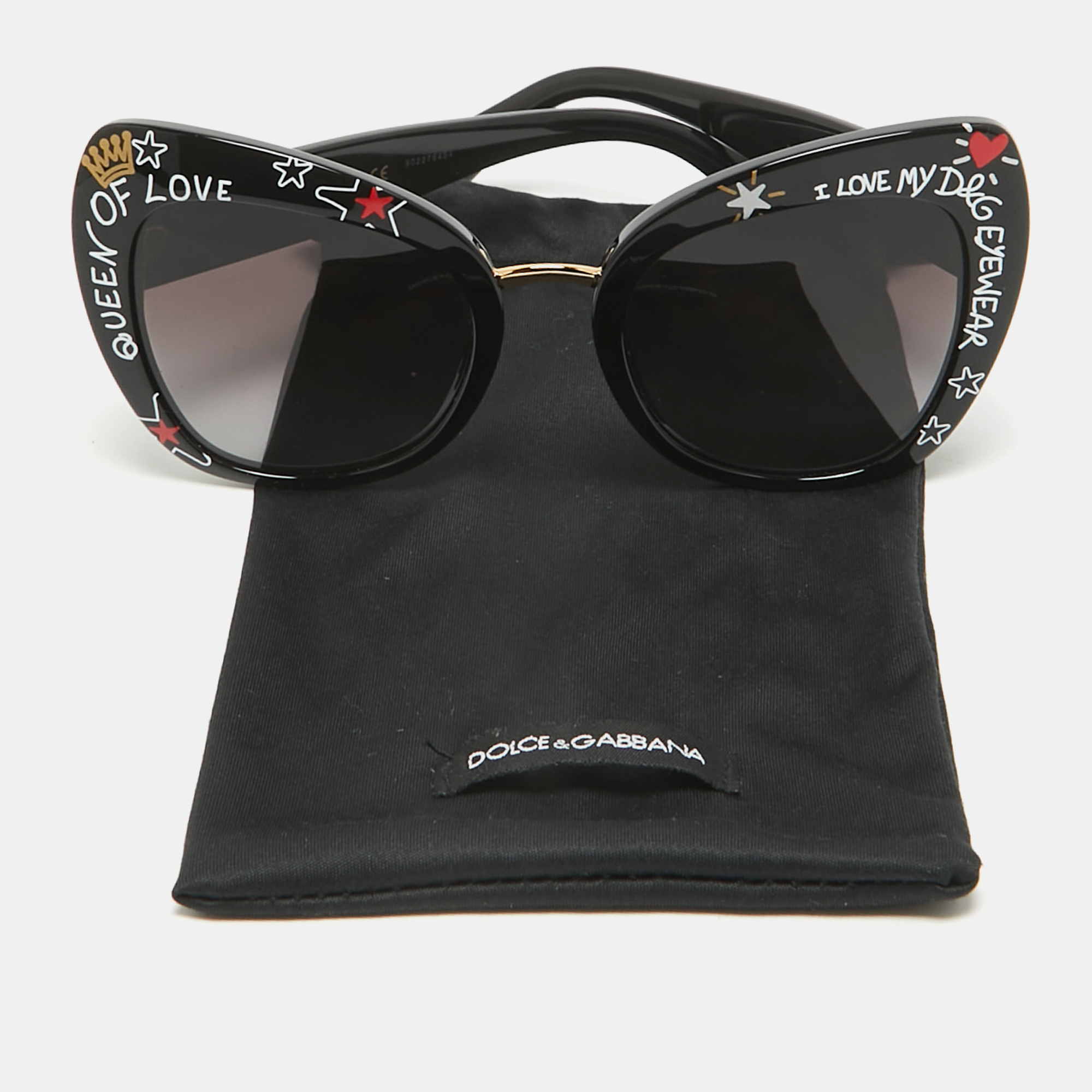 Dolce & Gabbana Black Graffiti Print DG4319 Cat Eye Sunglasses