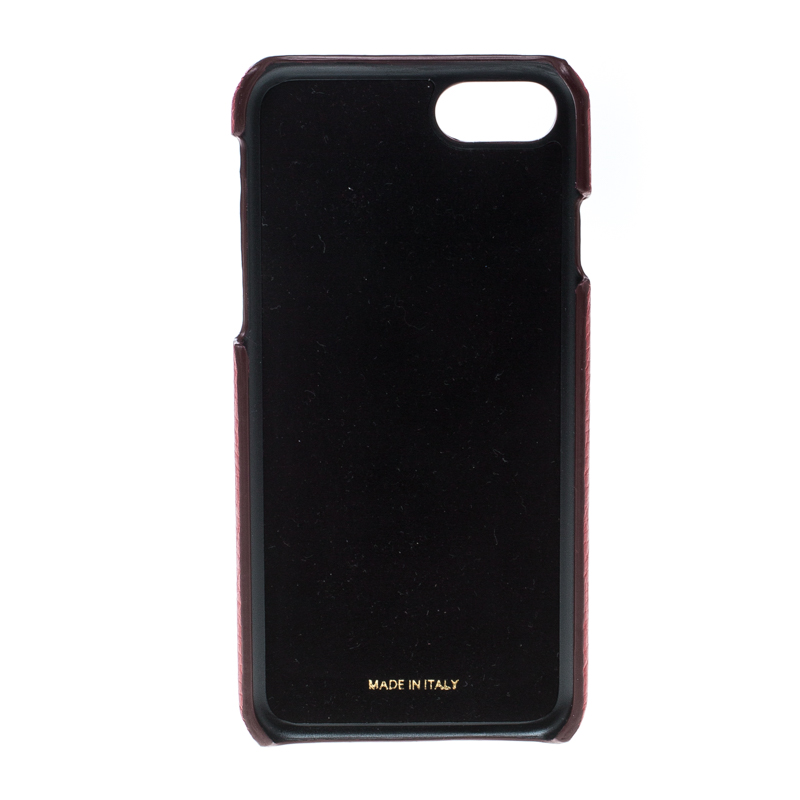 Dolce & Gabbana Red Leather Embellished #dgfamily Patch Iphone 6 Case