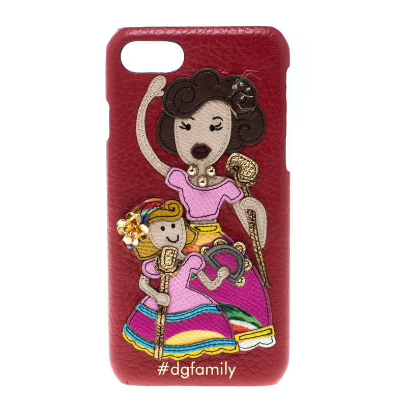 

Dolce & Gabbana Red Leather Embellished #dgfamily Patch Iphone 6 Case