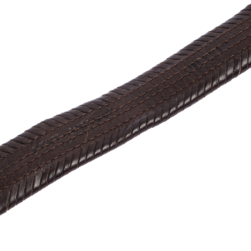 Dolce & Gabbana Dark Brown Braided Leather Chain Belt 80CM