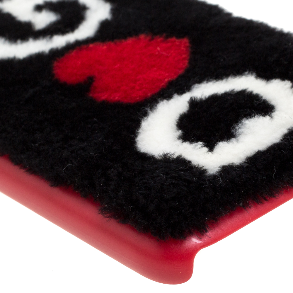 Dolce & Gabbana Black/Red Fur Logo Plaque IPhone X Cover