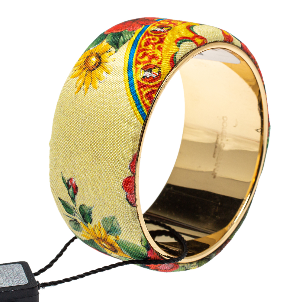 Dolce & Gabbana Multicolor Floral Print Fabric Wide Bangle Bracelet, Yellow
Dolce & Gabbana Multicolor Floral Print Fabric Wide Bangle Bracelet, Yellow